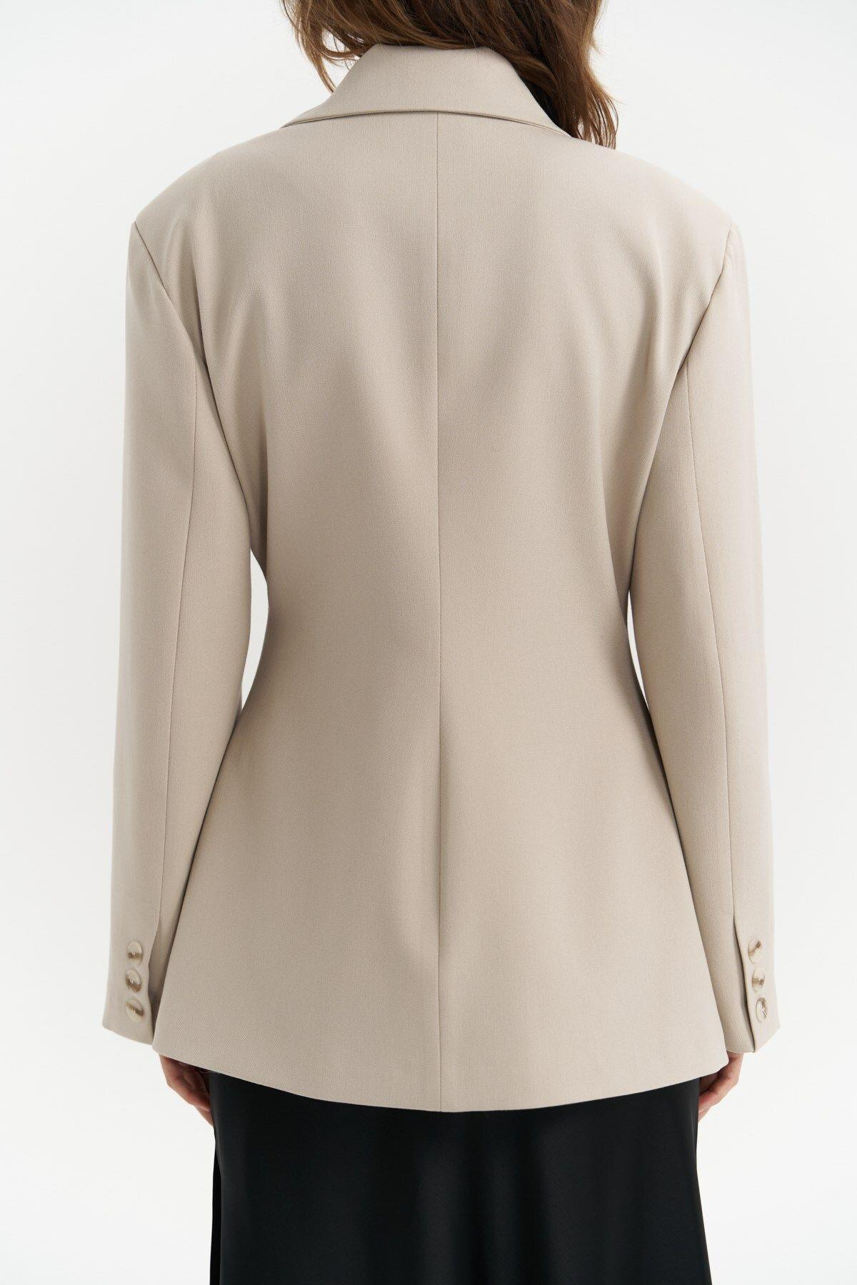 Allegany Light Beige Waist-Fitted Blazer