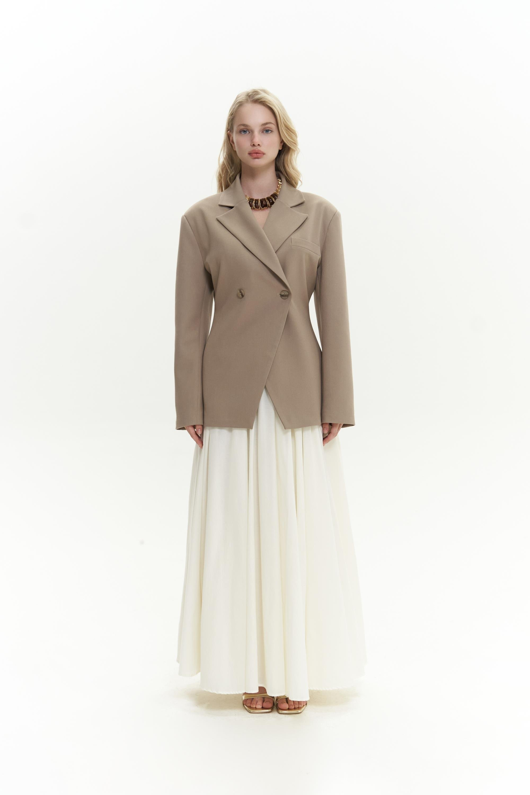 Allegany Bej Bel Oturmalı Blazer