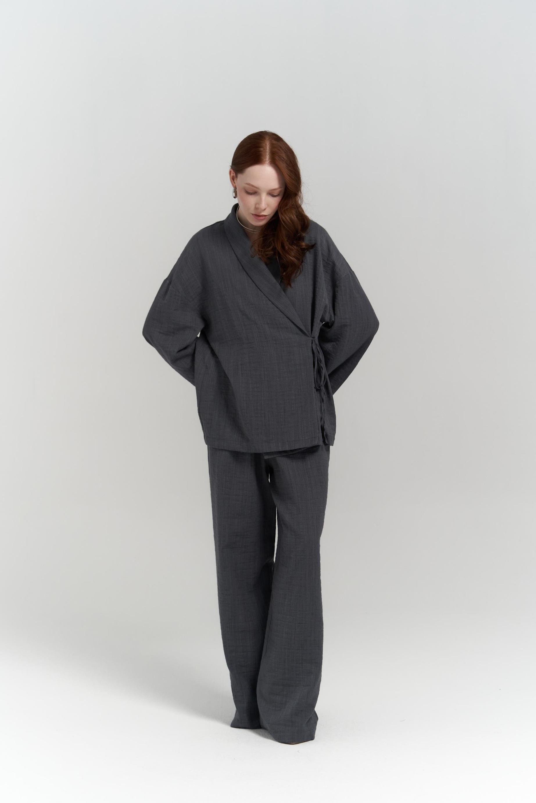 Anya Kimono Pantolon Antrasit Takım
