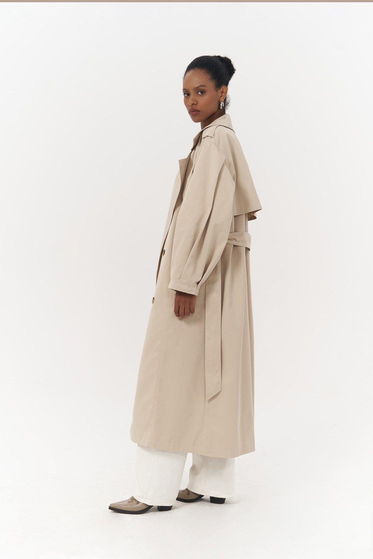 Aubree Beige Oversize Trench Coat