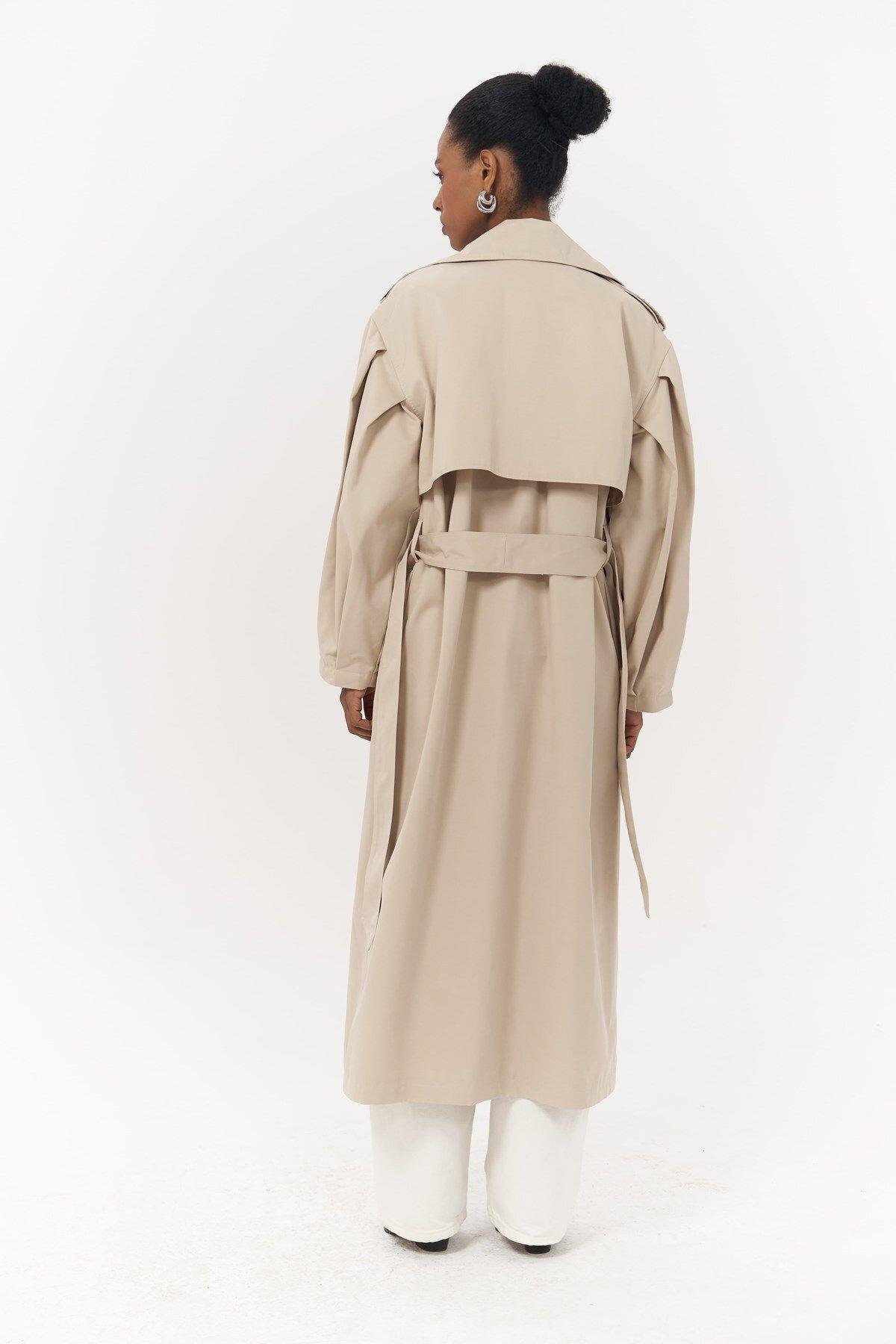Aubree Beige Oversize Trench Coat