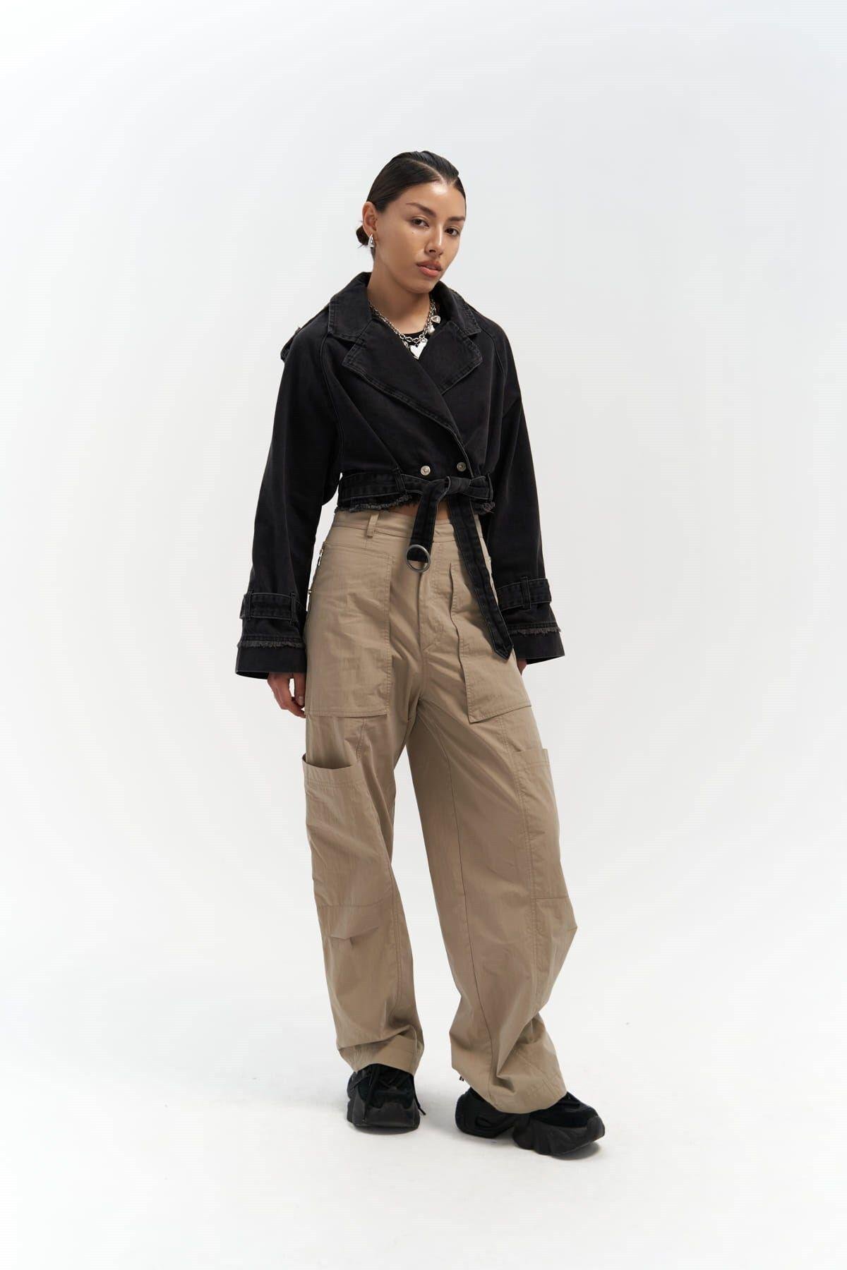 Baggy Biker Dark Gray Denim Jacket