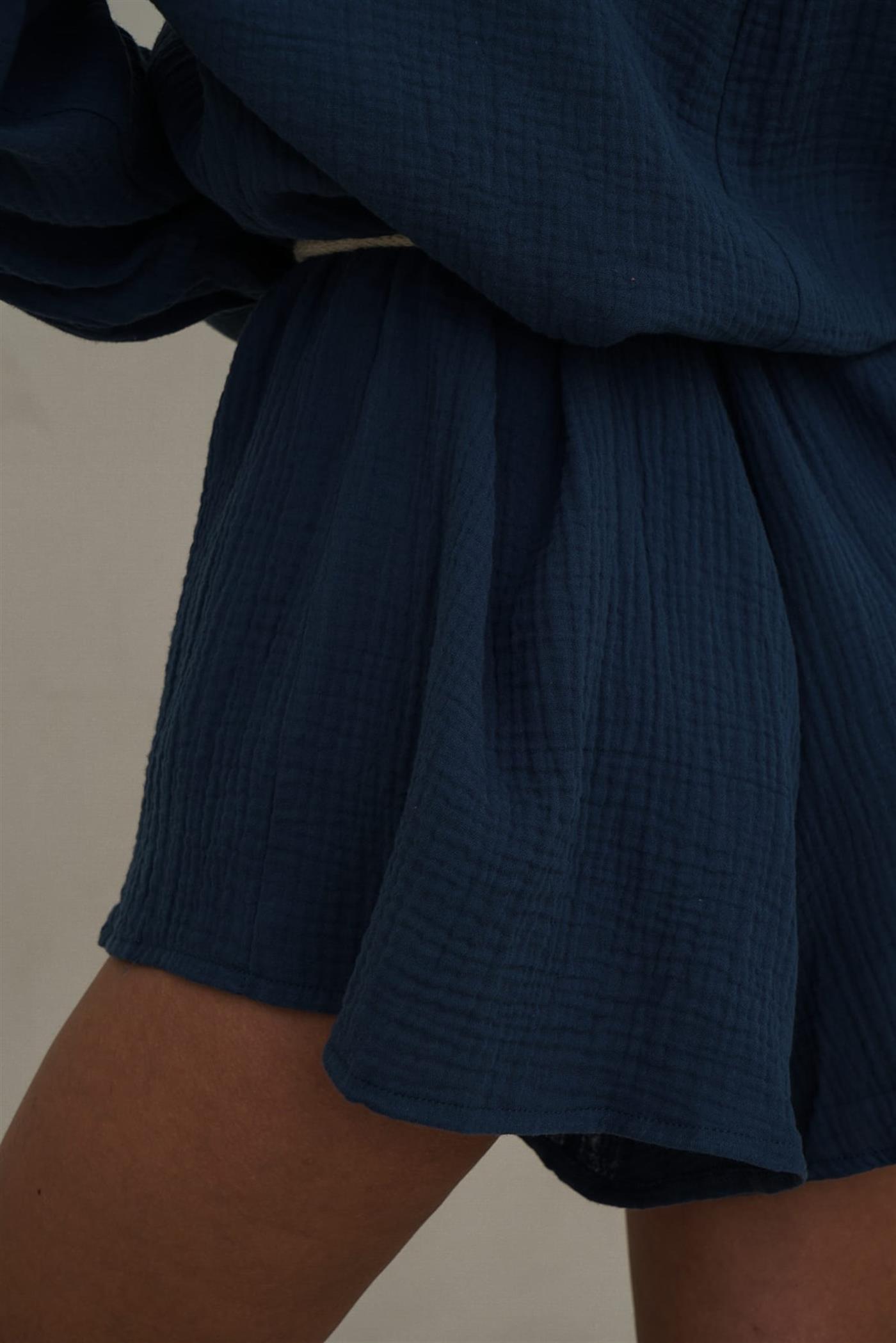 Bohemai Anetta İndigo Müslin Kısa Tulum