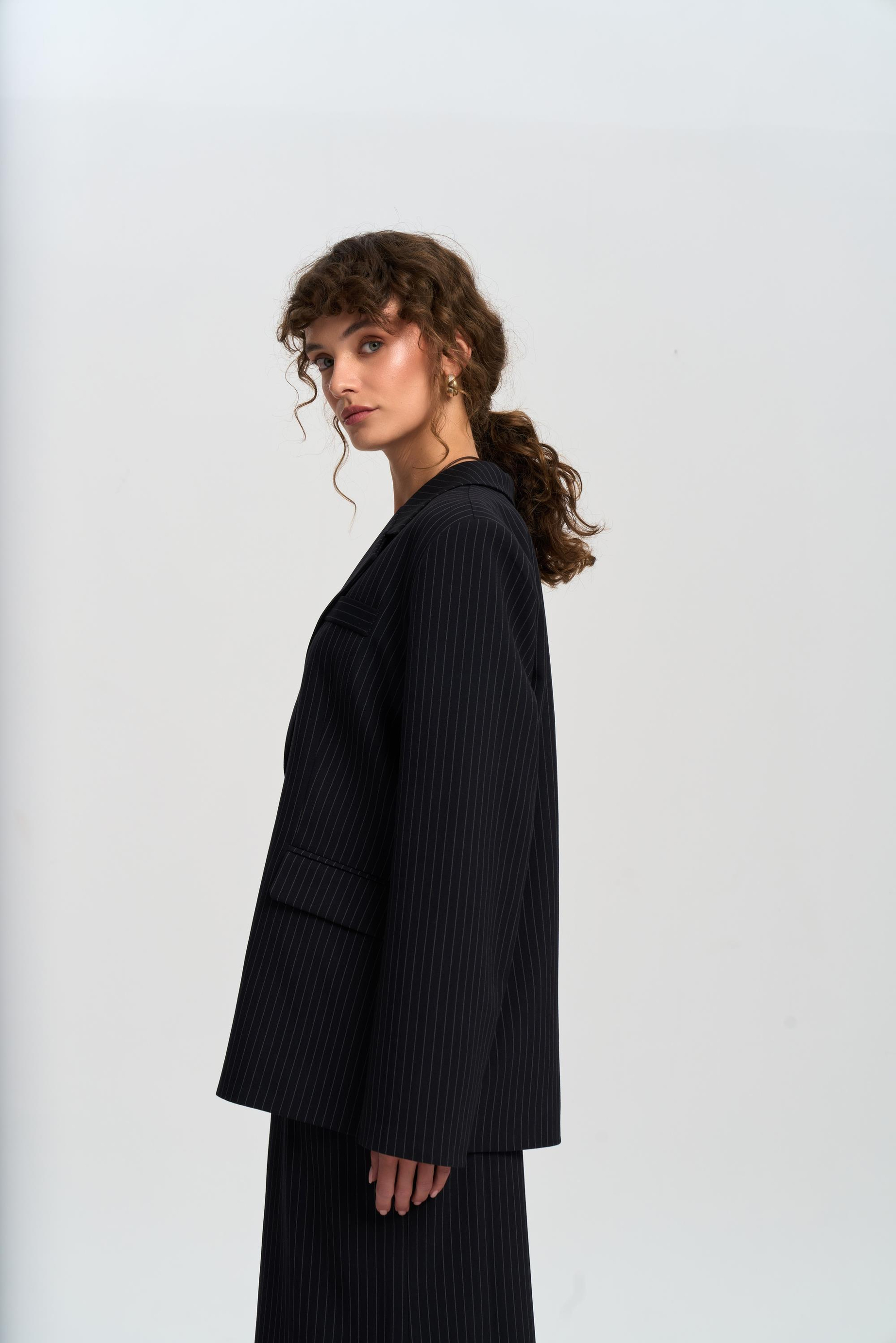 Bruno Striped Navy Blazer