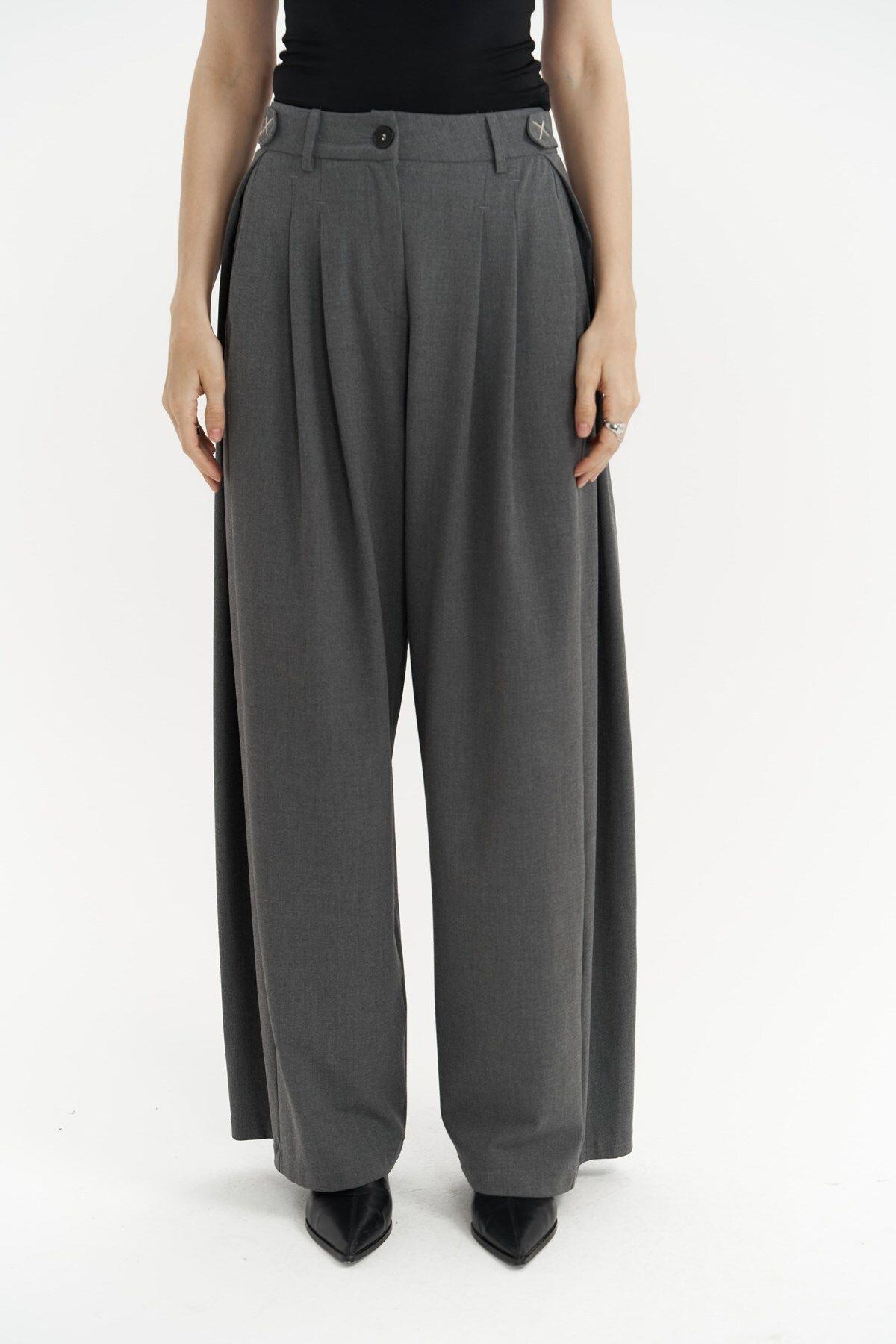 Buller Dark Gray Trousers with Belt Detail