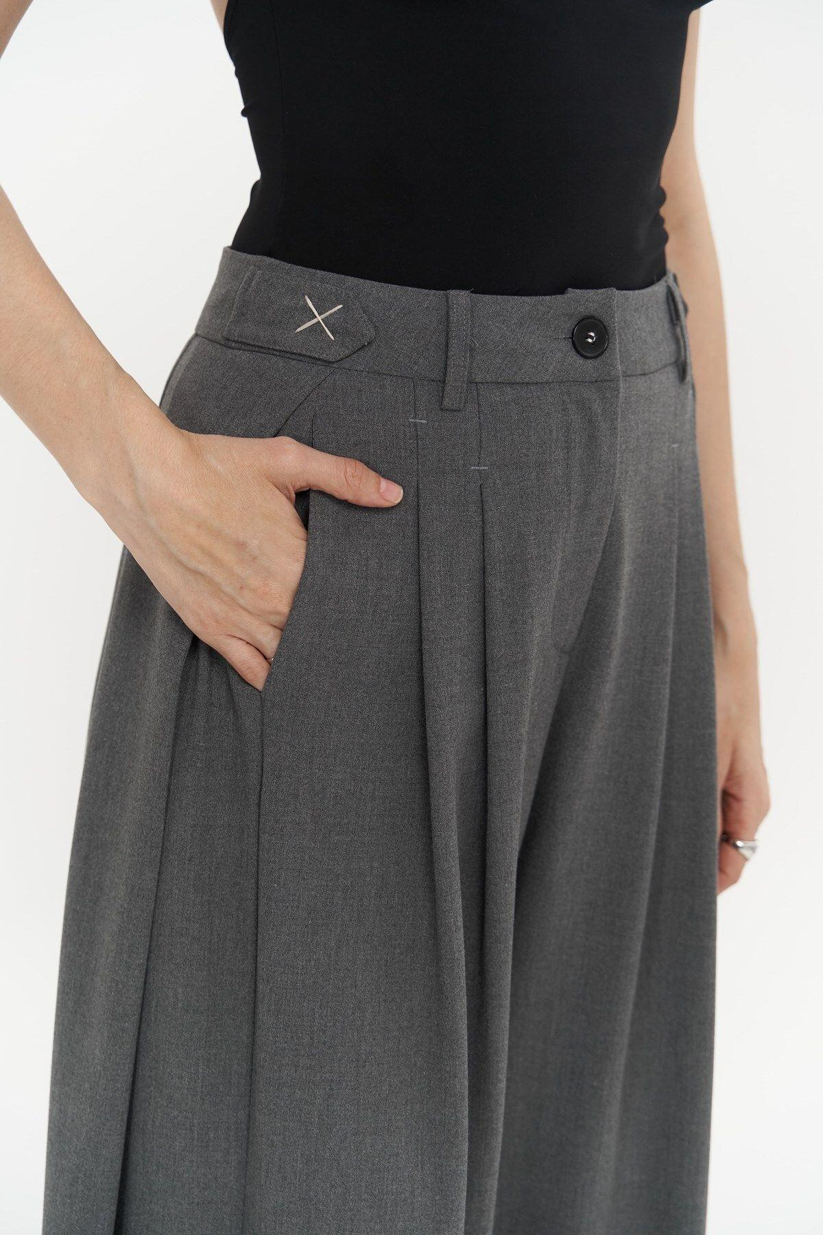 Buller Dark Gray Trousers with Belt Detail