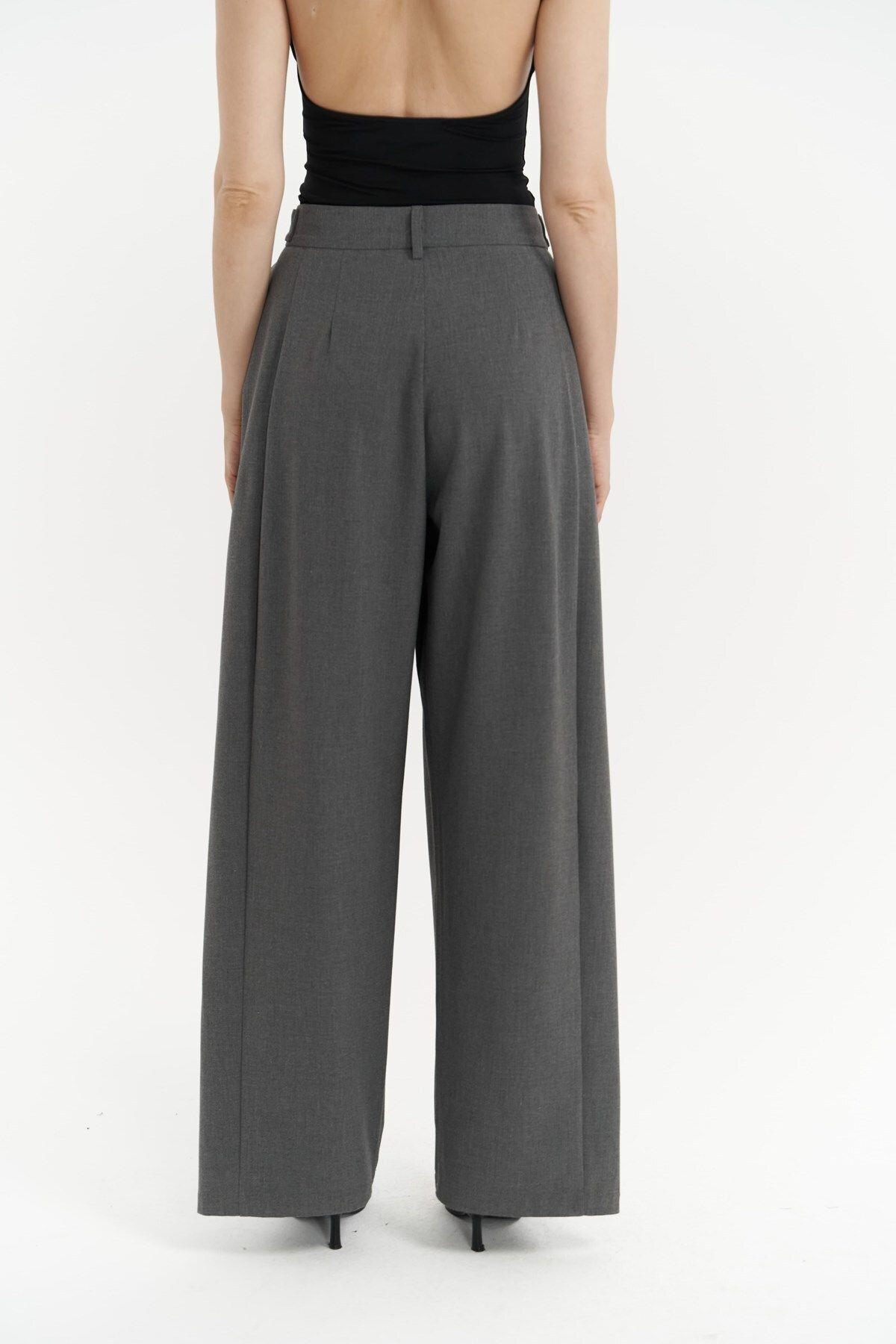 Buller Dark Gray Trousers with Belt Detail