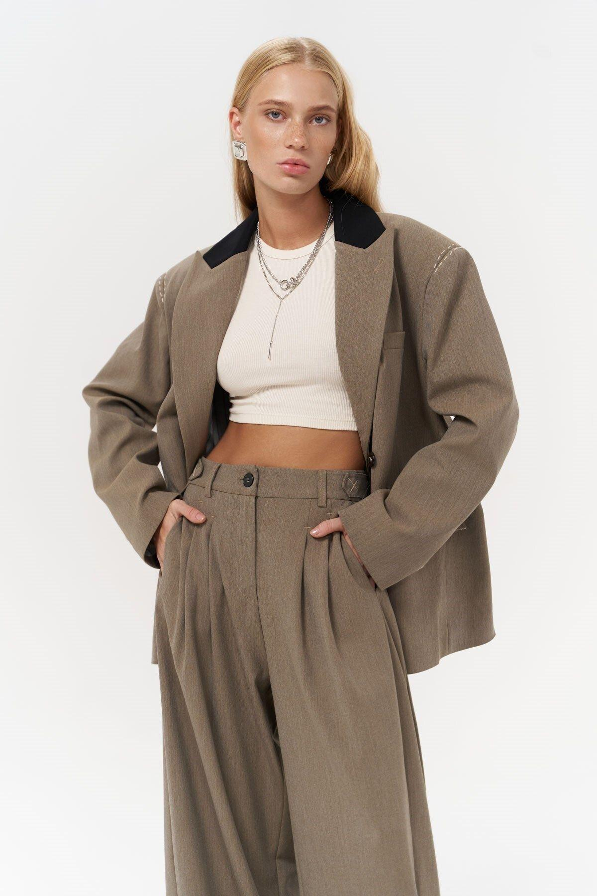 Buller Khaki Trousers with Belt Detail