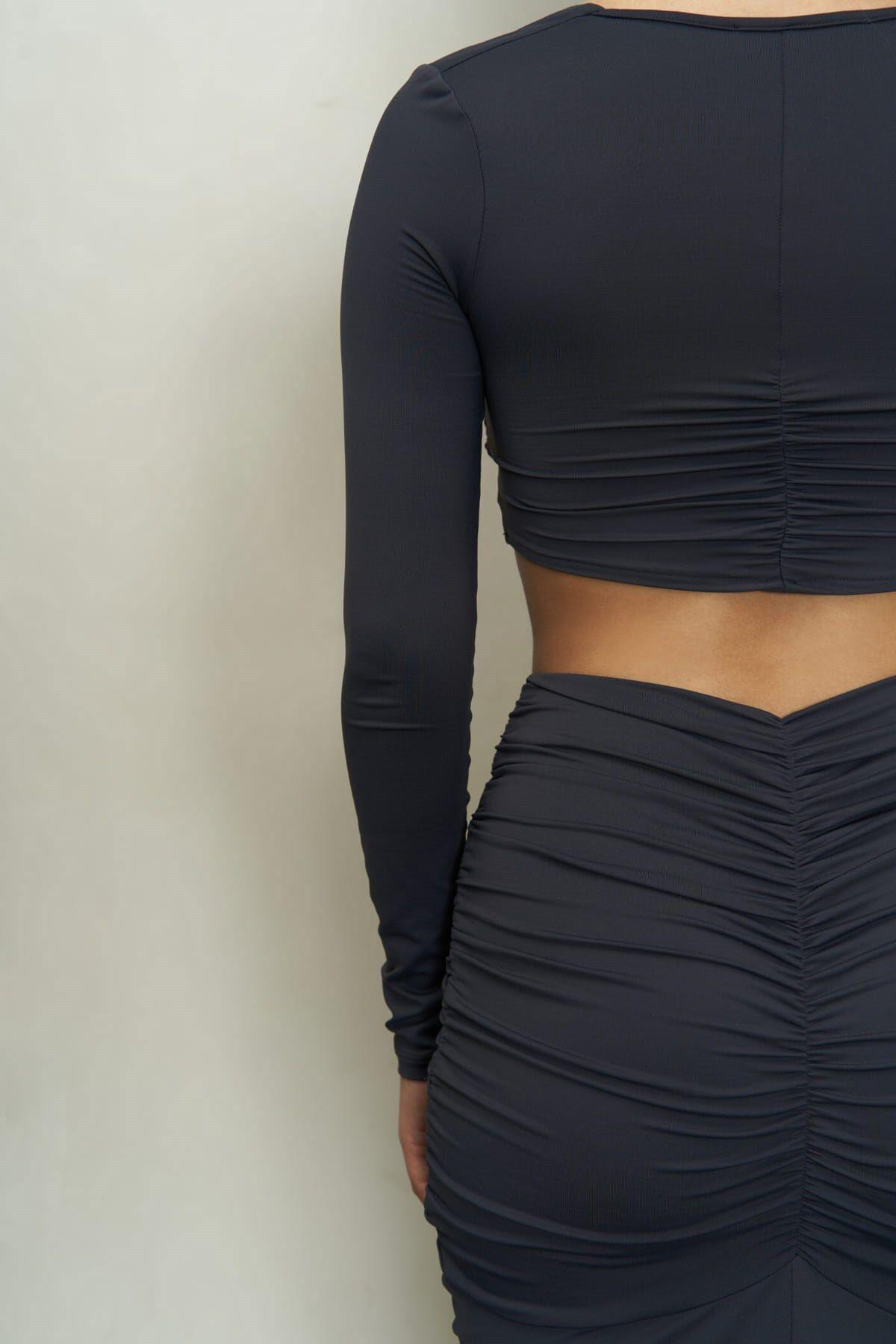 Corsy Anthracite Crop&Skirt Set