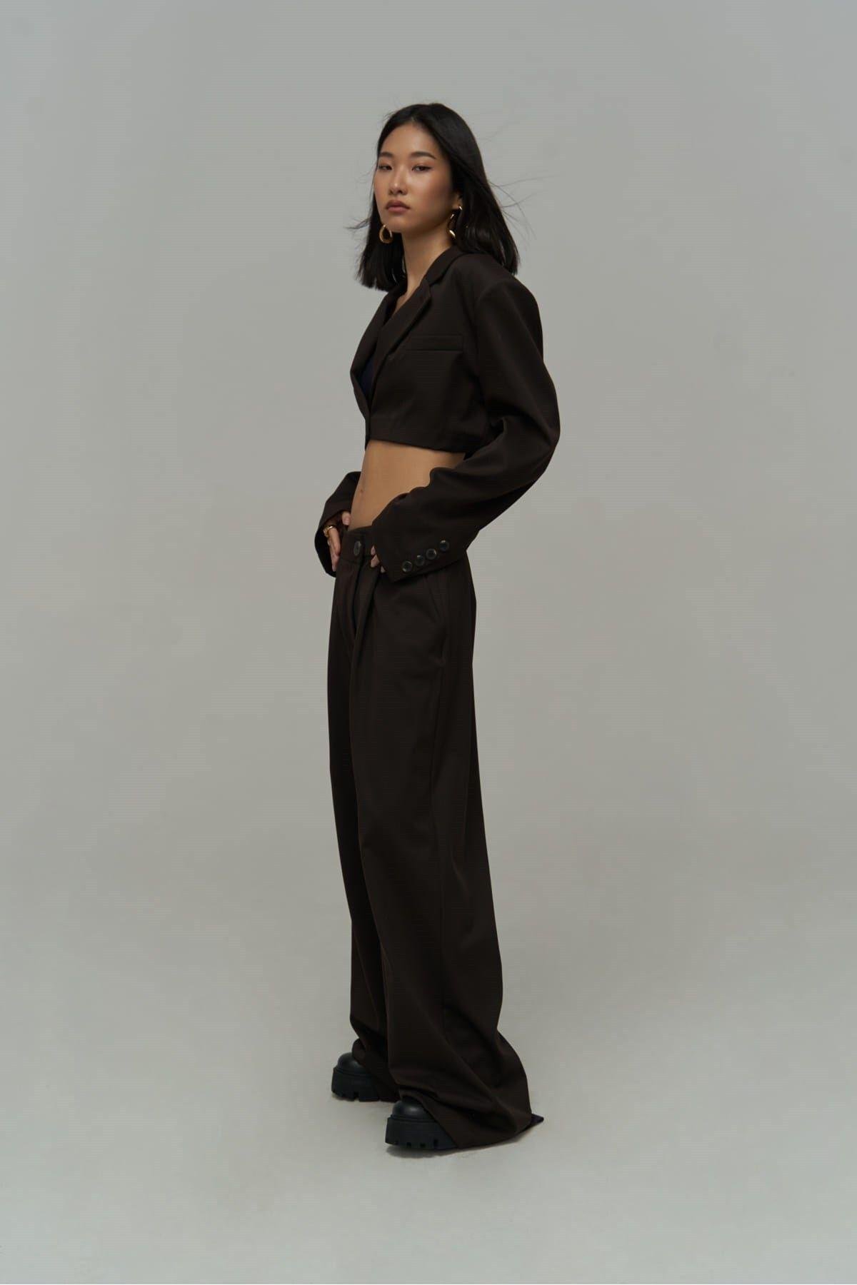 Edwin Dark Brown Cross Trousers-Blazer Set