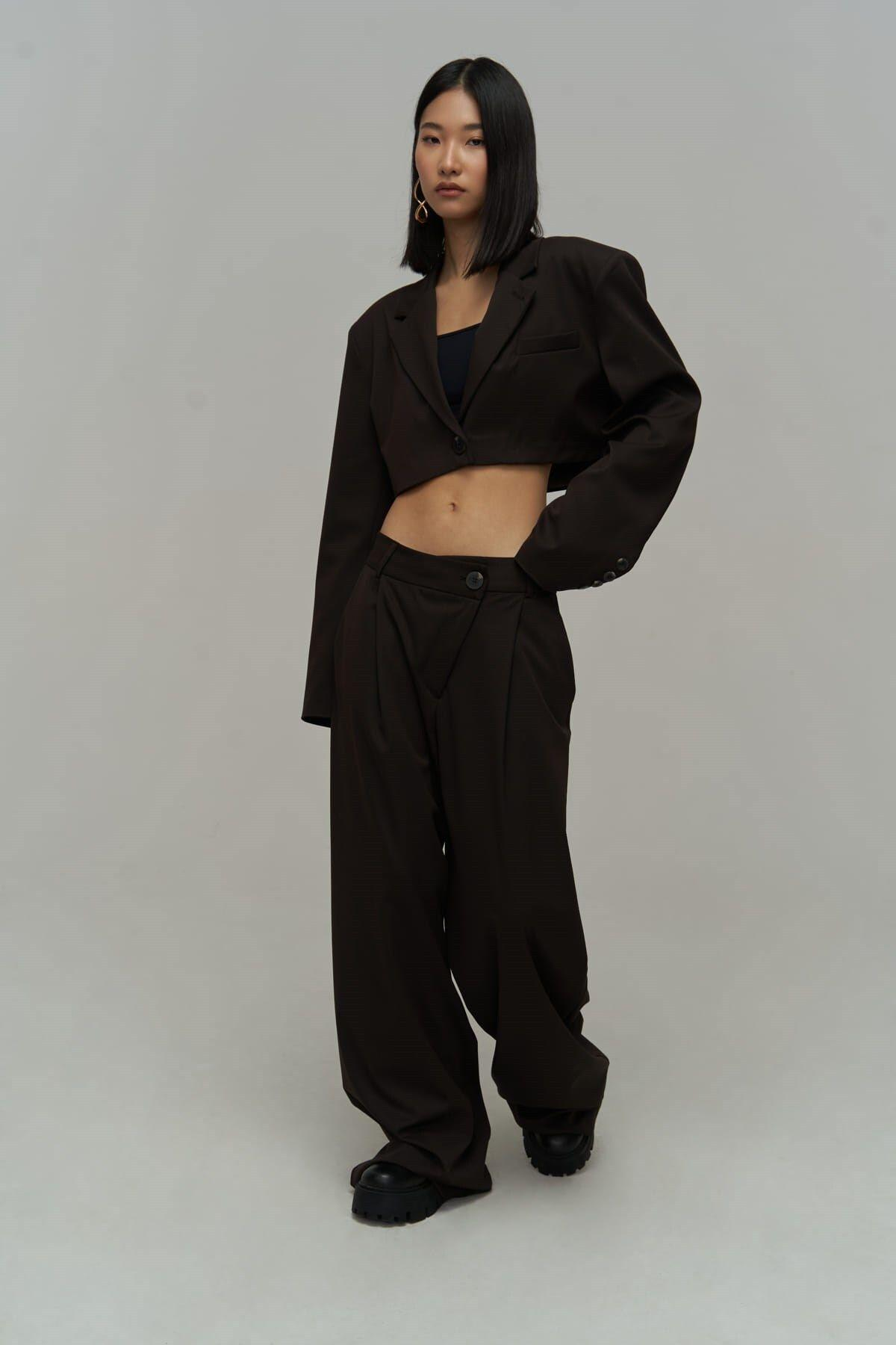 Edwin Dark Brown Cross Trousers-Blazer Set