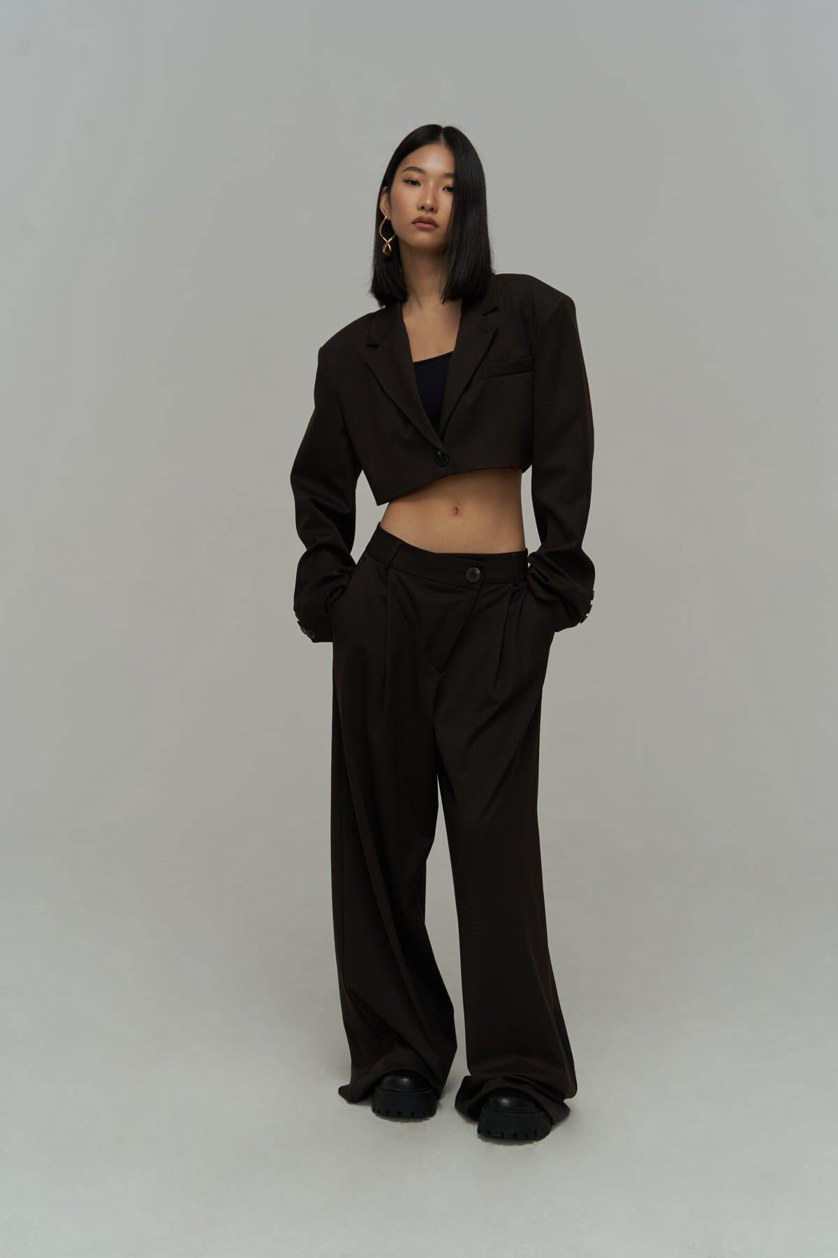 Edwin Dark Brown Cross Trousers-Blazer Set