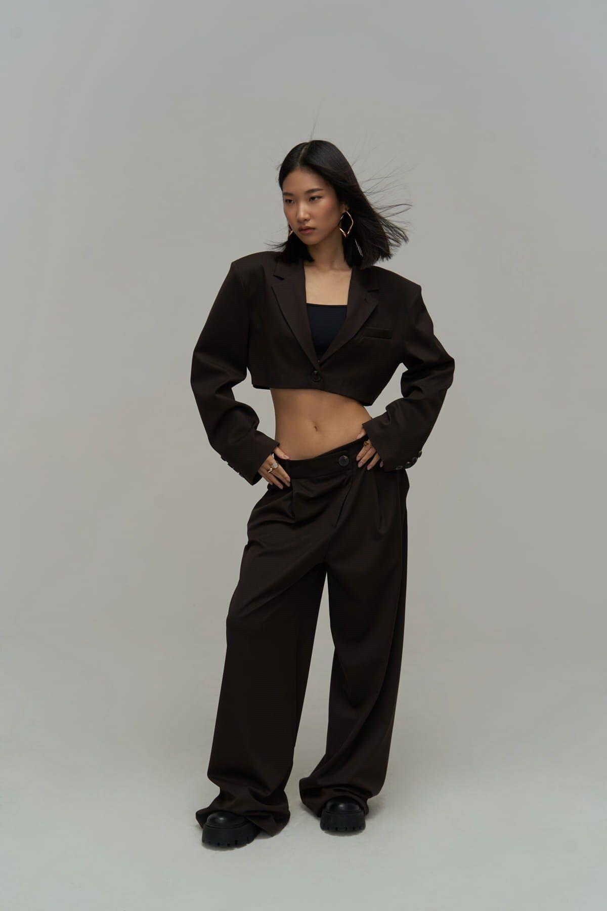 Edwin Dark Brown Cross Trousers-Blazer Set