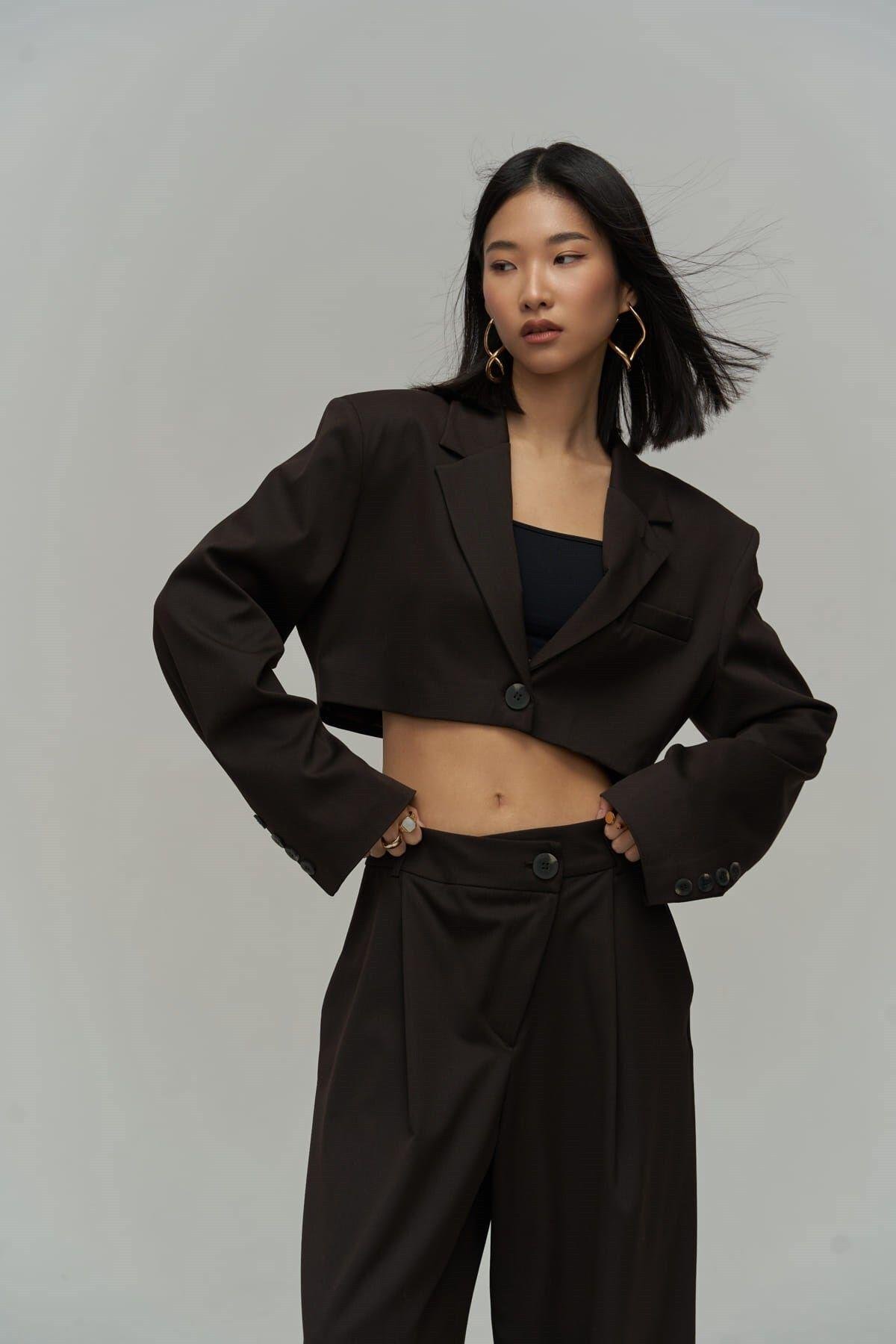 Edwin Dark Brown Cross Trousers-Blazer Set