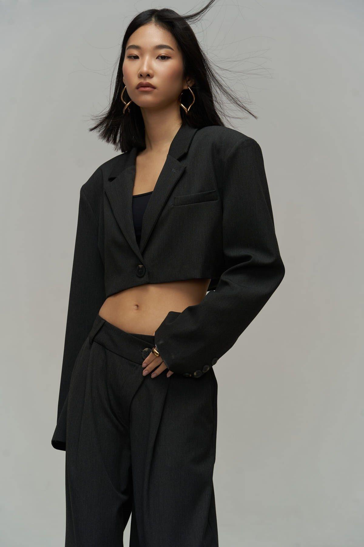Mai Collection Edwin Anthracite Cross Trousers-Blazer Set