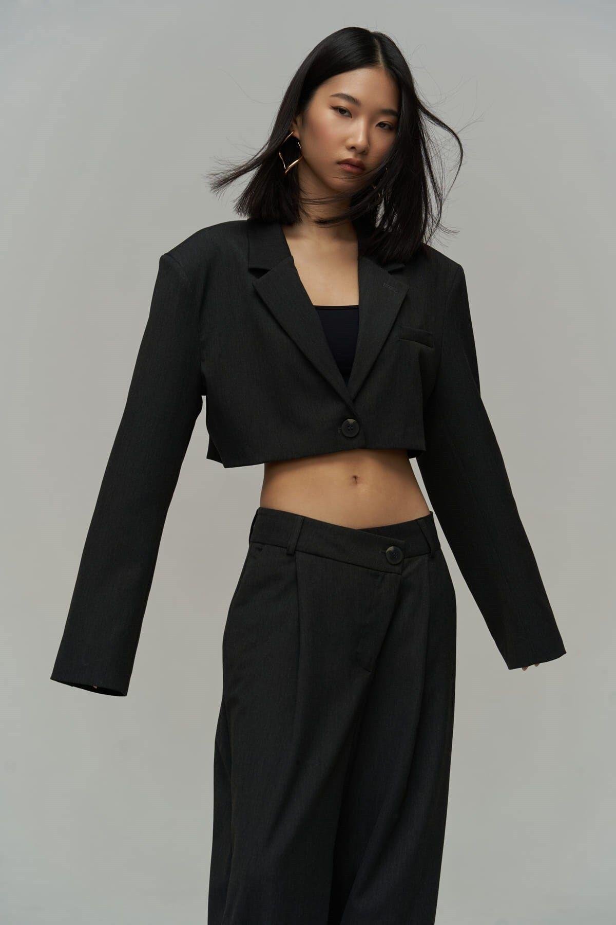 Mai Collection Edwin Anthracite Cross Trousers-Blazer Set