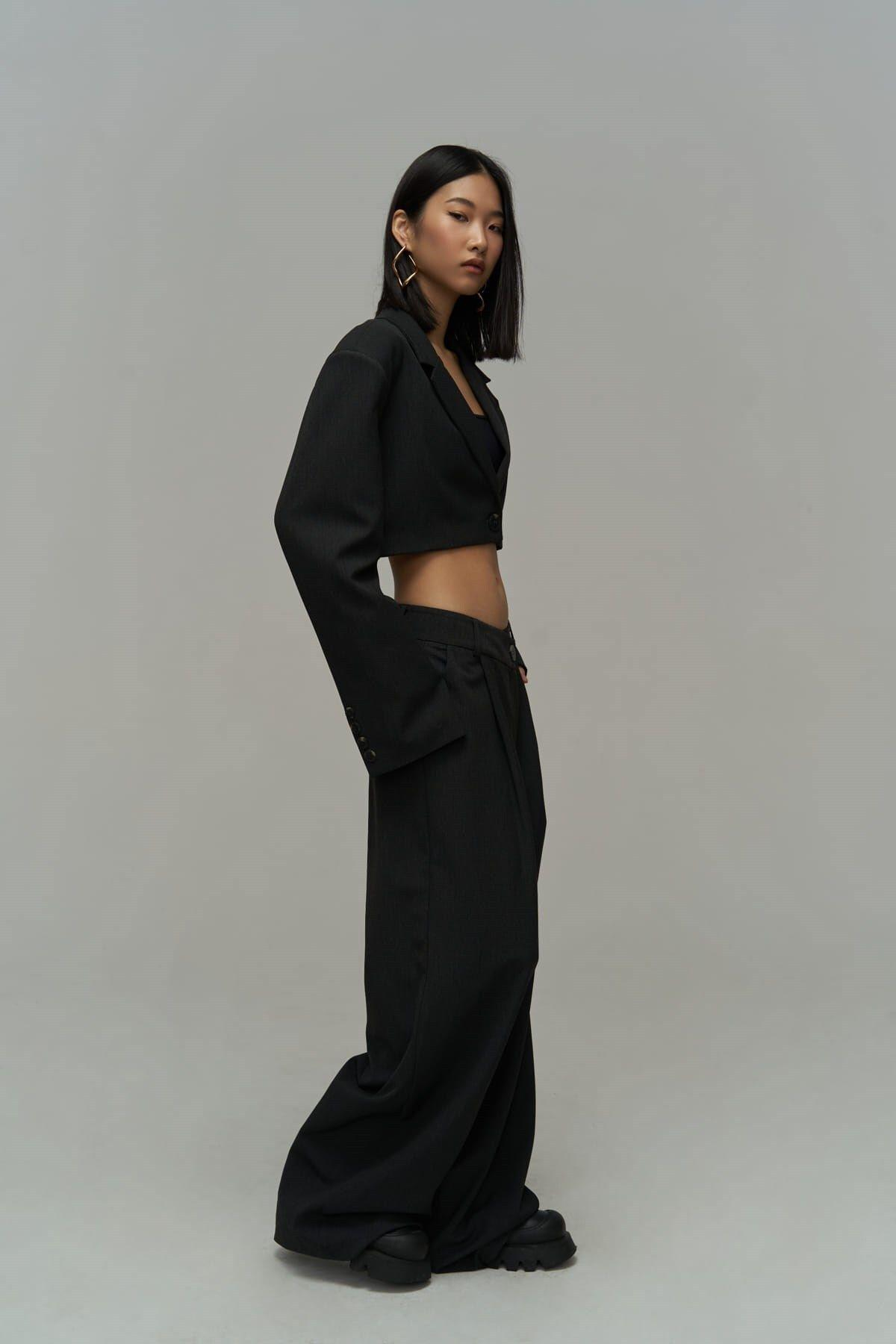 Mai Collection Edwin Anthracite Cross Trousers-Blazer Set