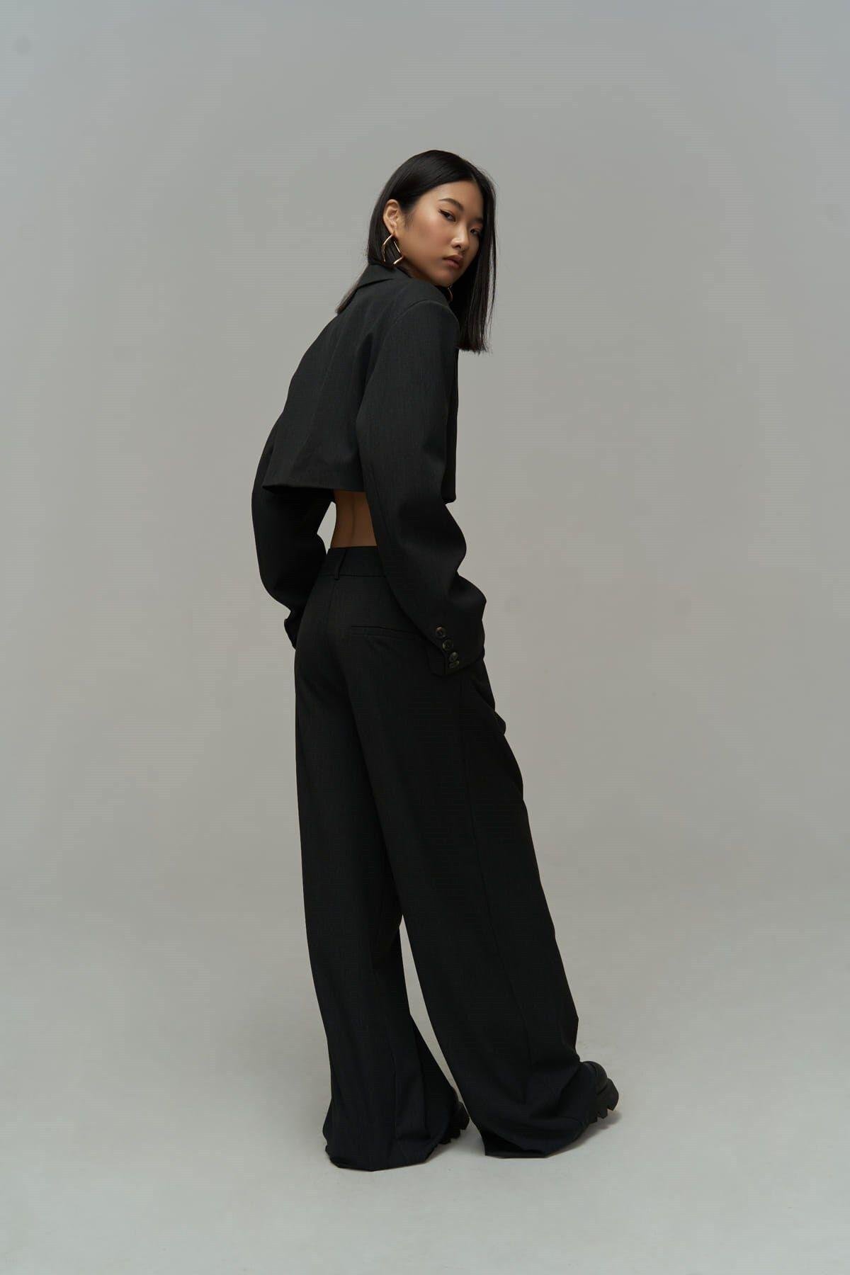 Mai Collection Edwin Anthracite Cross Trousers-Blazer Set