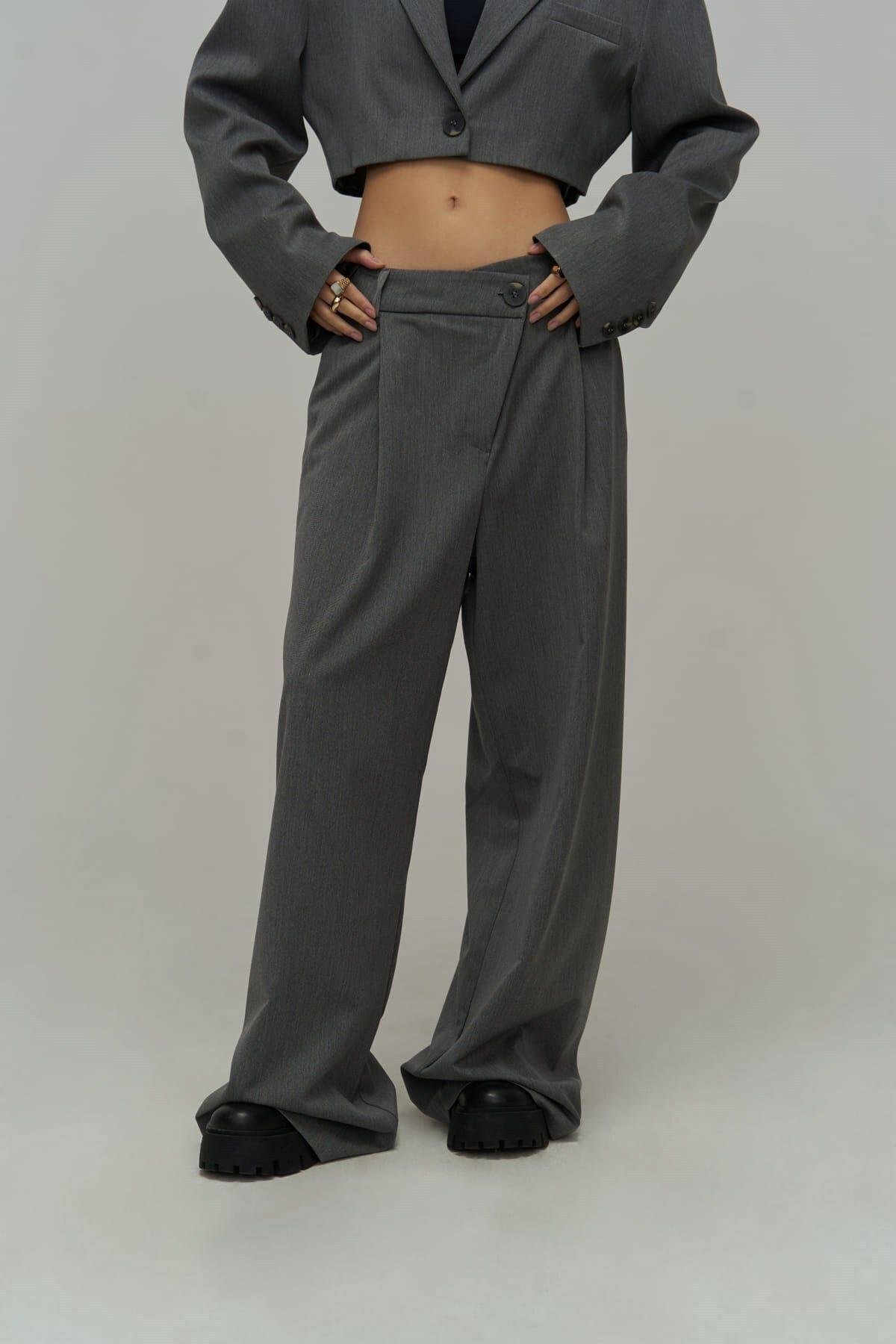 Mai Collection Edwin Dark Gray Cross Trousers-Blazer Set