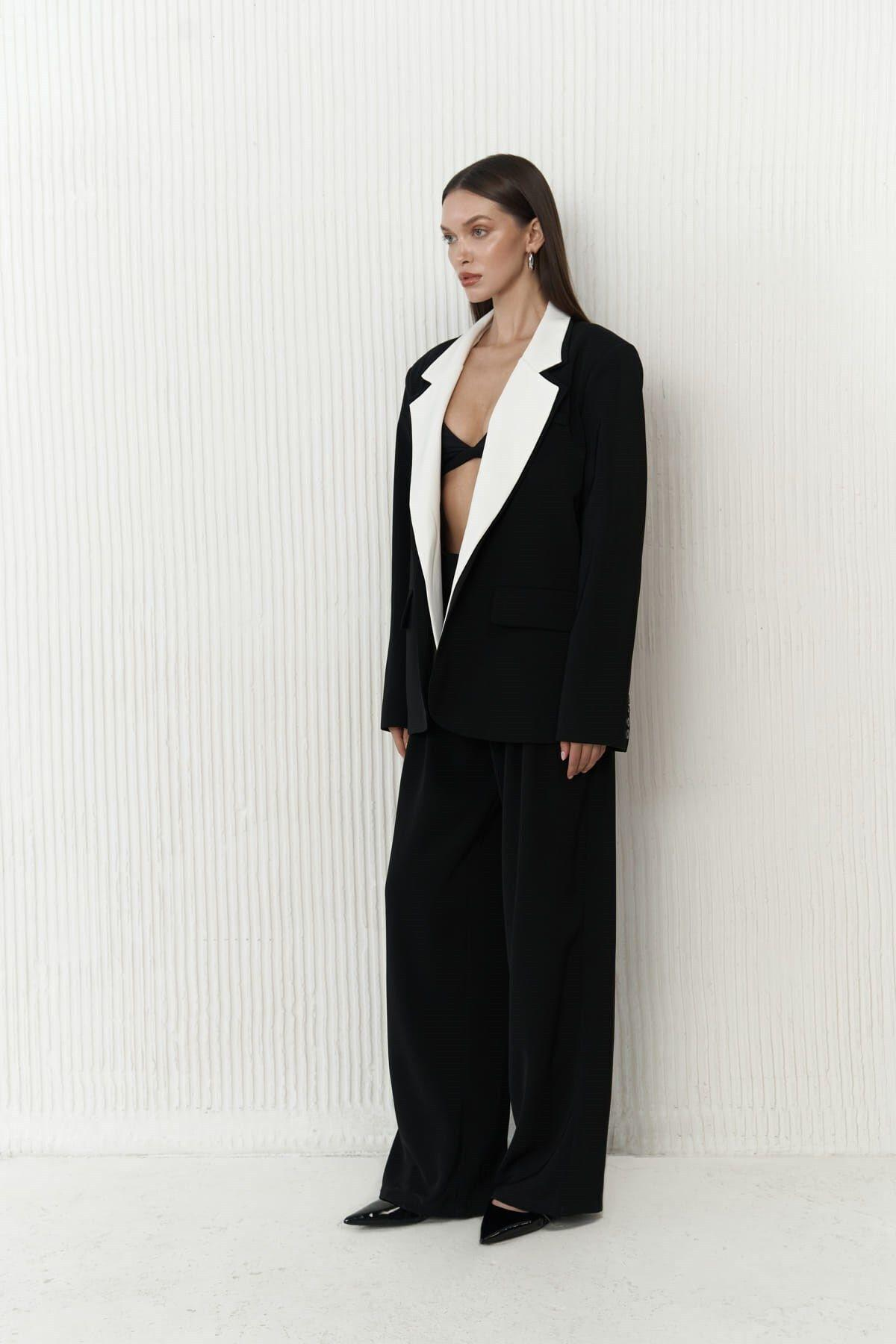 Elias Double Сollar Detail Black Blazer