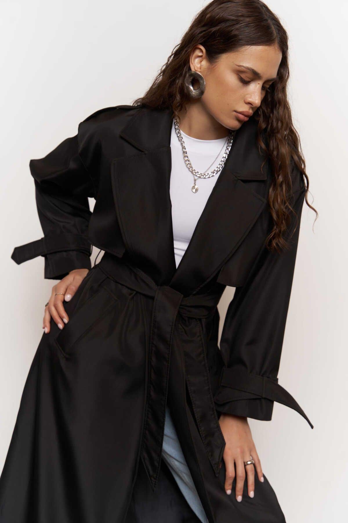 Mai Femme Black Oversize Trenchcoat