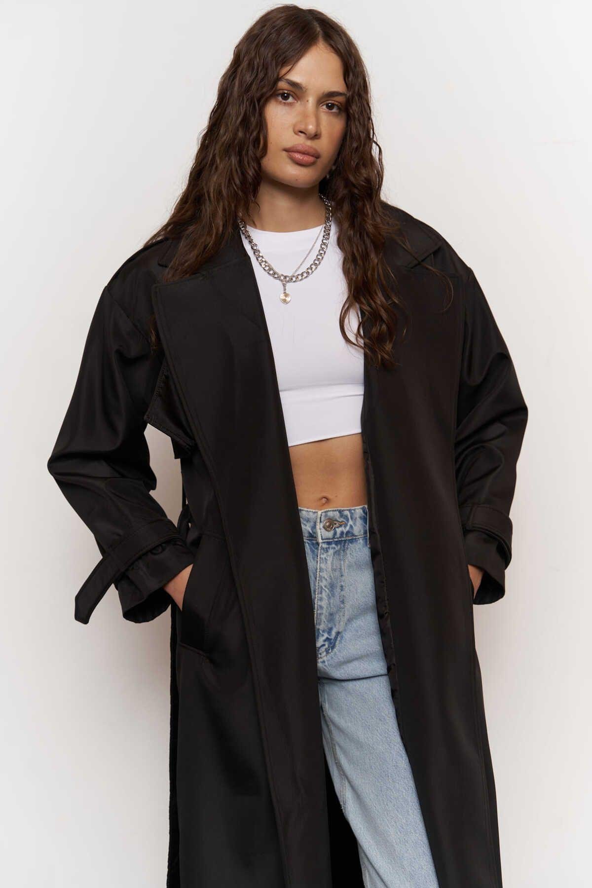 Mai Femme Black Oversize Trenchcoat