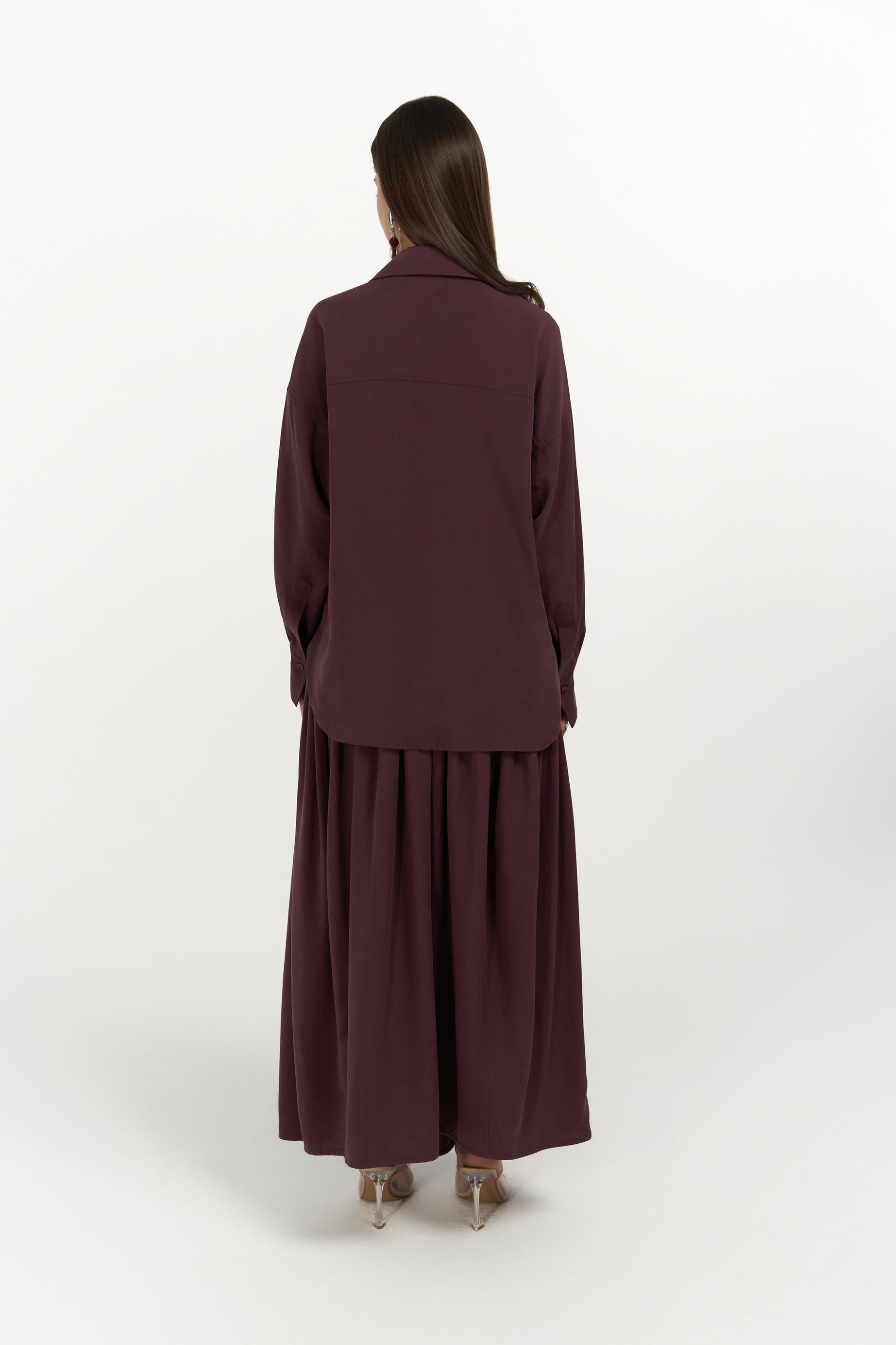 Ginevra Bordo Gömlek Etek Takım