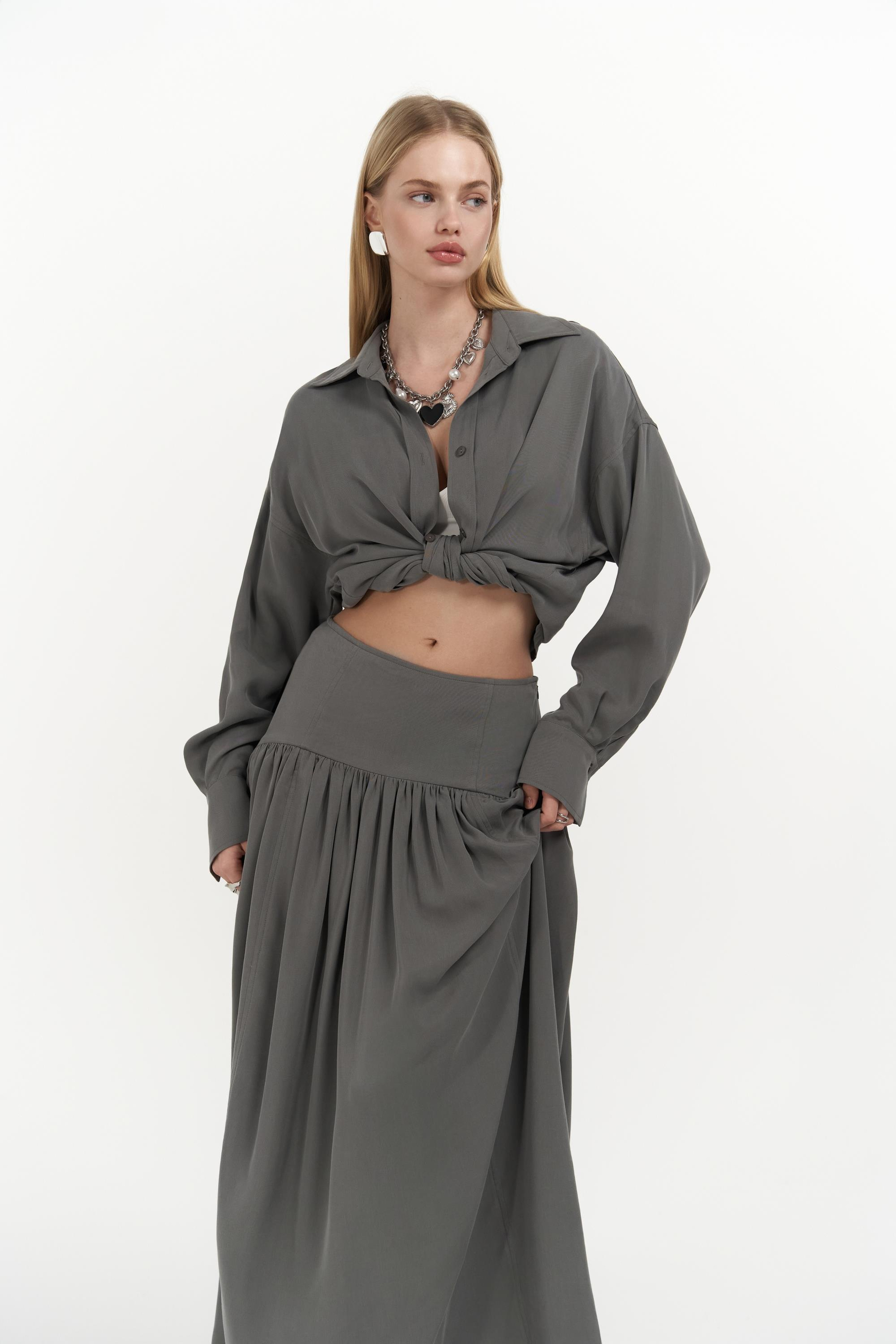 Ginevra Gri Gömlek Etek Takım
