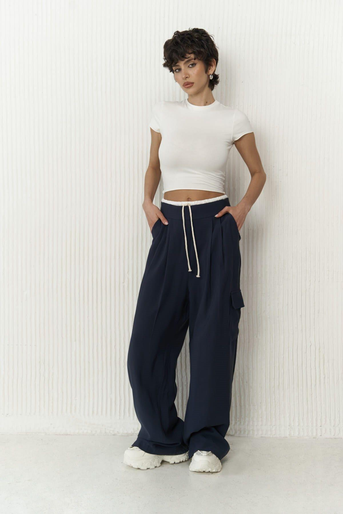 Gloria Dark Blue Trousers with Boxer Detail