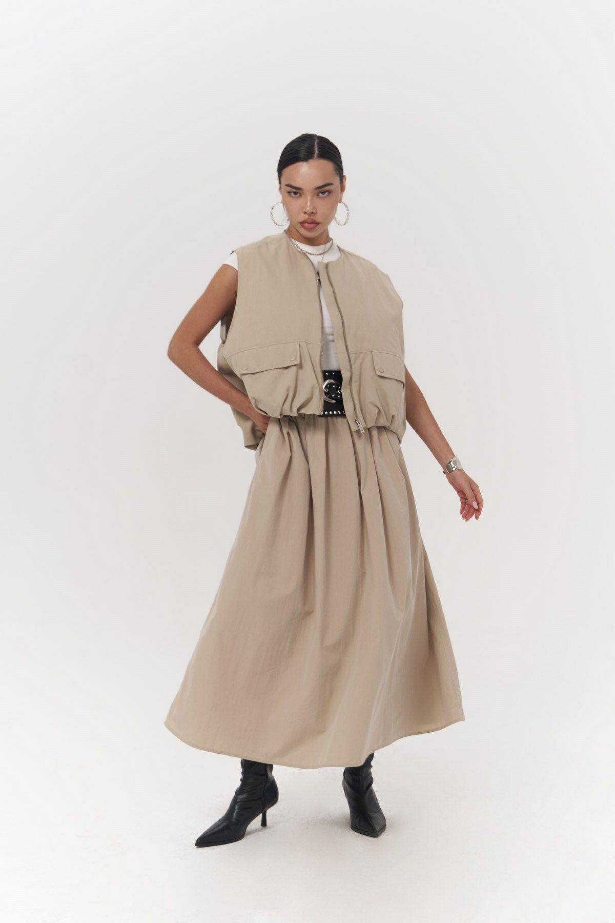 Ivory Beige Parachute Skirt