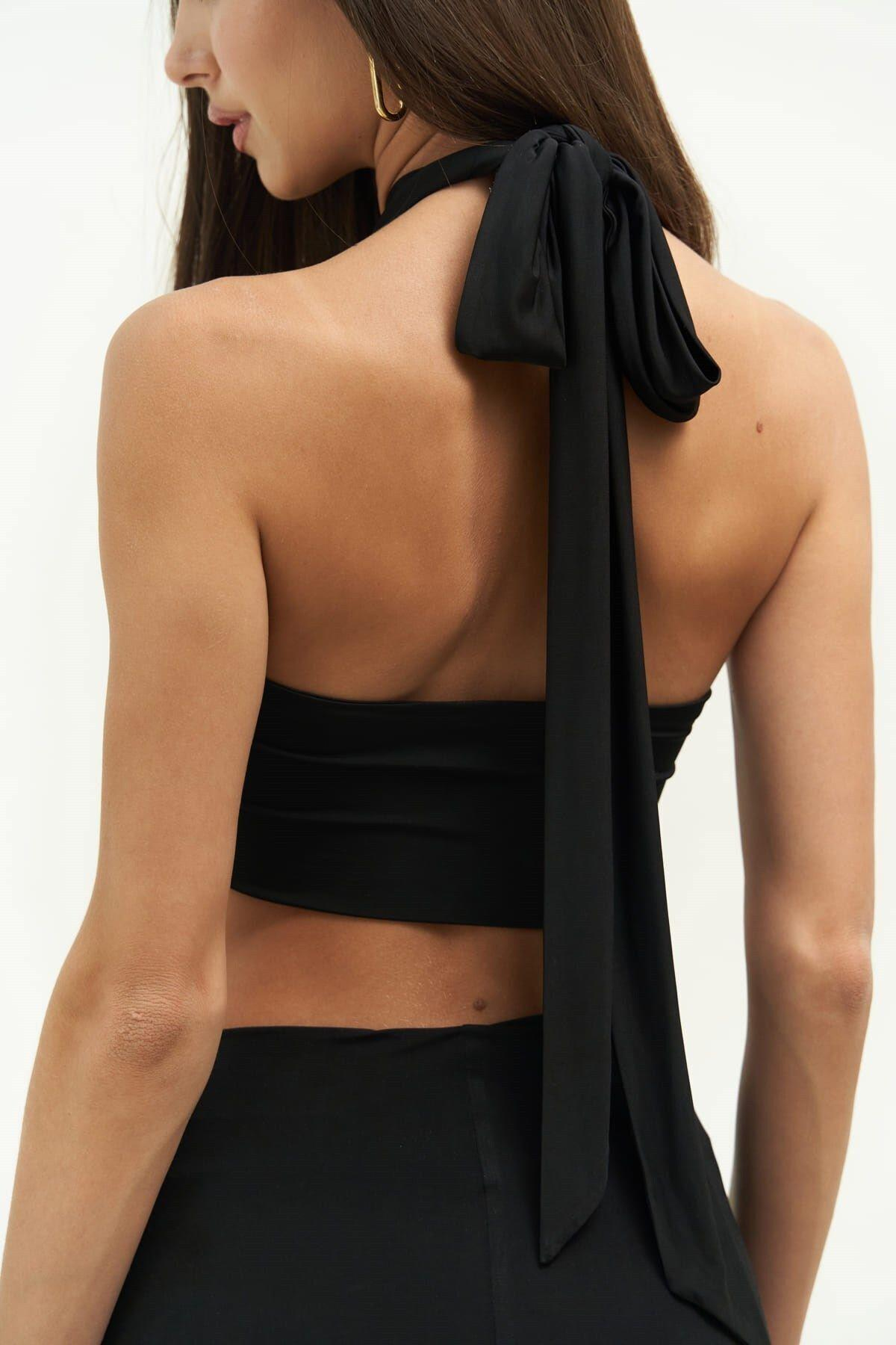 Jolie Siyah Crop Etek Takım