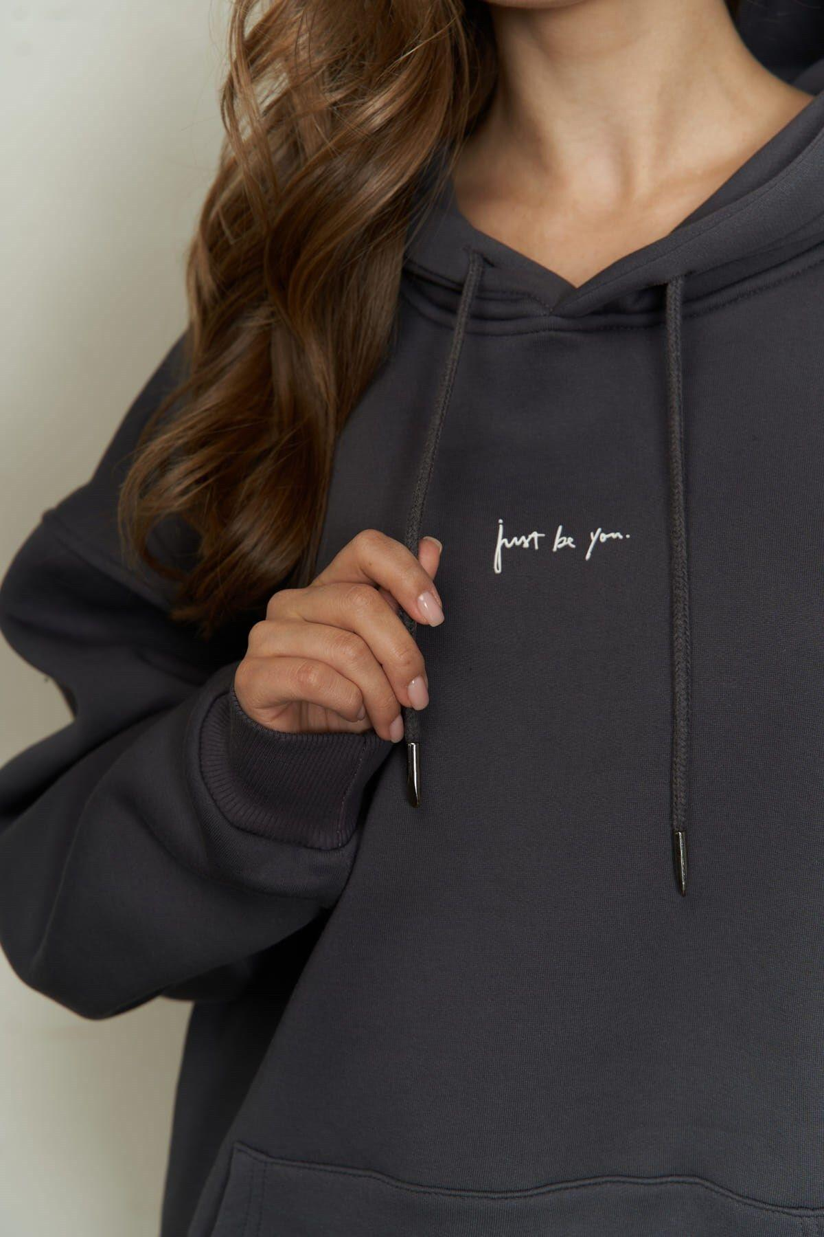 Just Be You Antrasit Hoodie Sweatshirt
