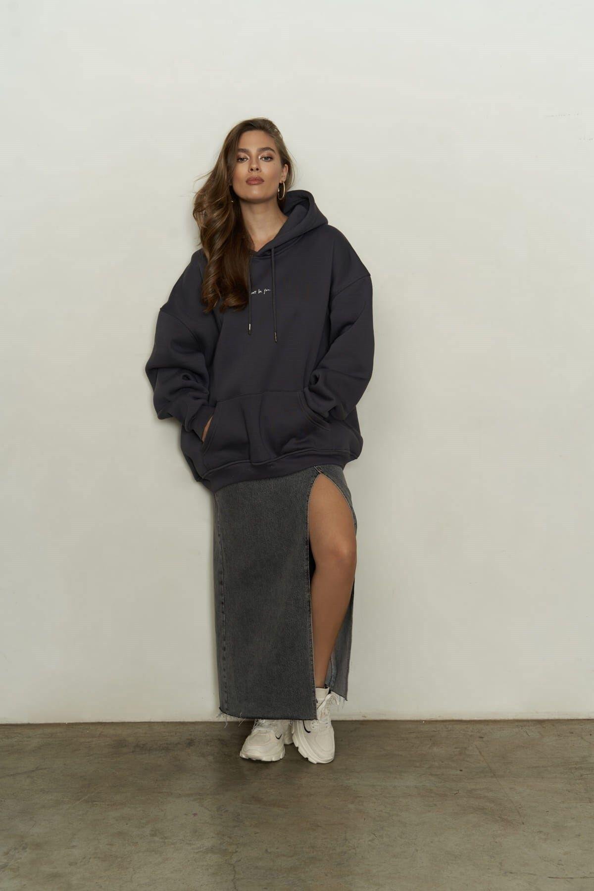 Just Be You Antrasit Hoodie Sweatshirt