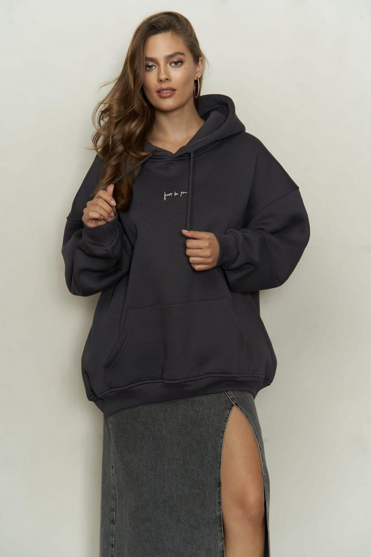 Just Be You Antrasit Hoodie Sweatshirt