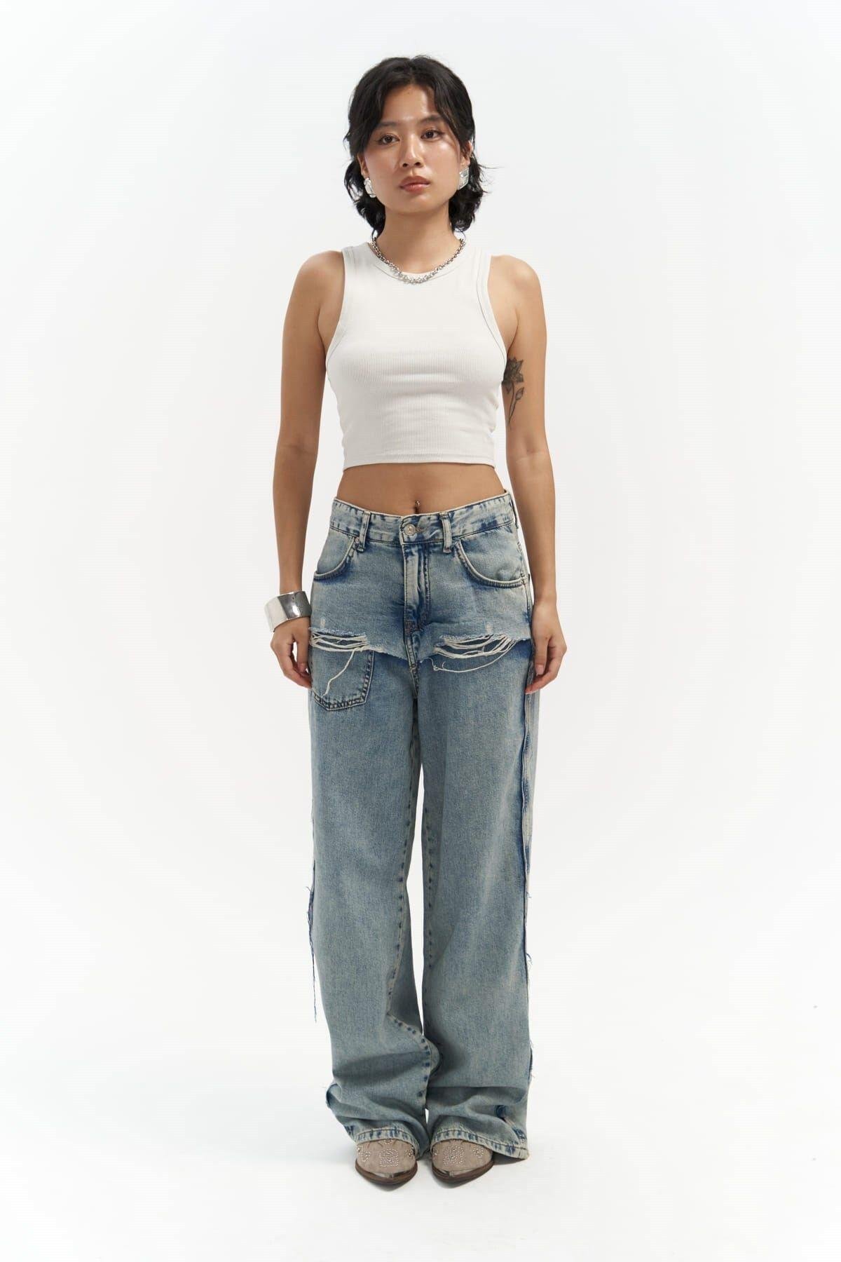 Kellen Ice Blue Jeans with Ripped Detail 