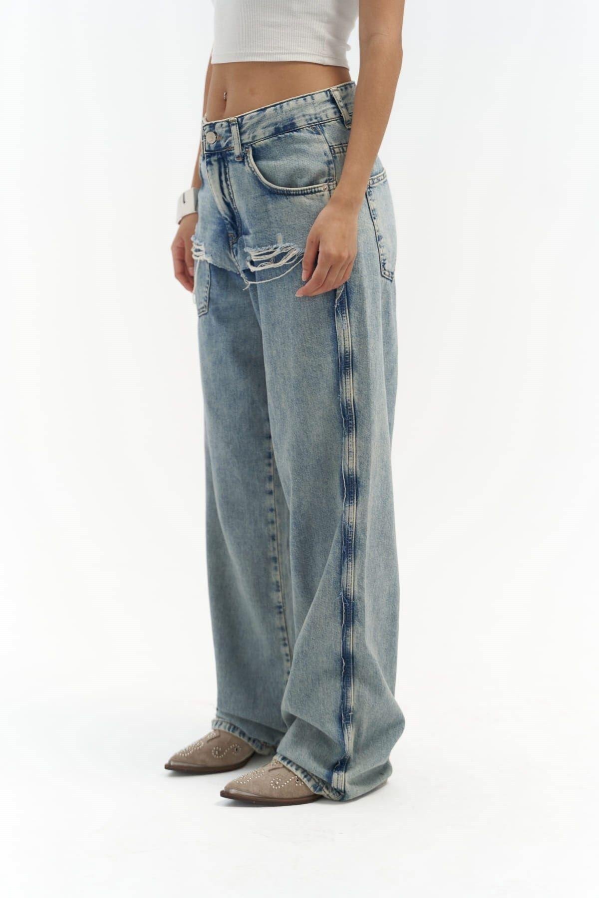 Kellen Ice Blue Jeans with Ripped Detail 