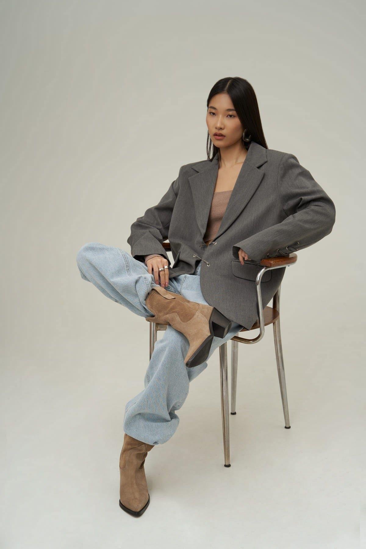 Mai Collection Lana Dark Gray Blazer