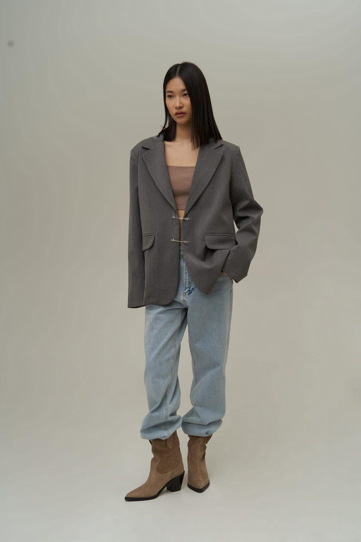 Mai Collection Lana Dark Gray Blazer