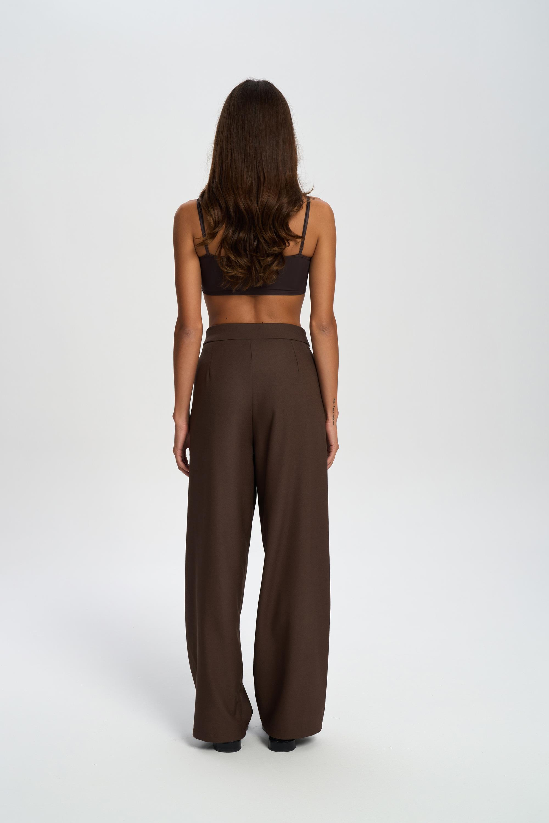 Letizia Belt Detail Brown Pants