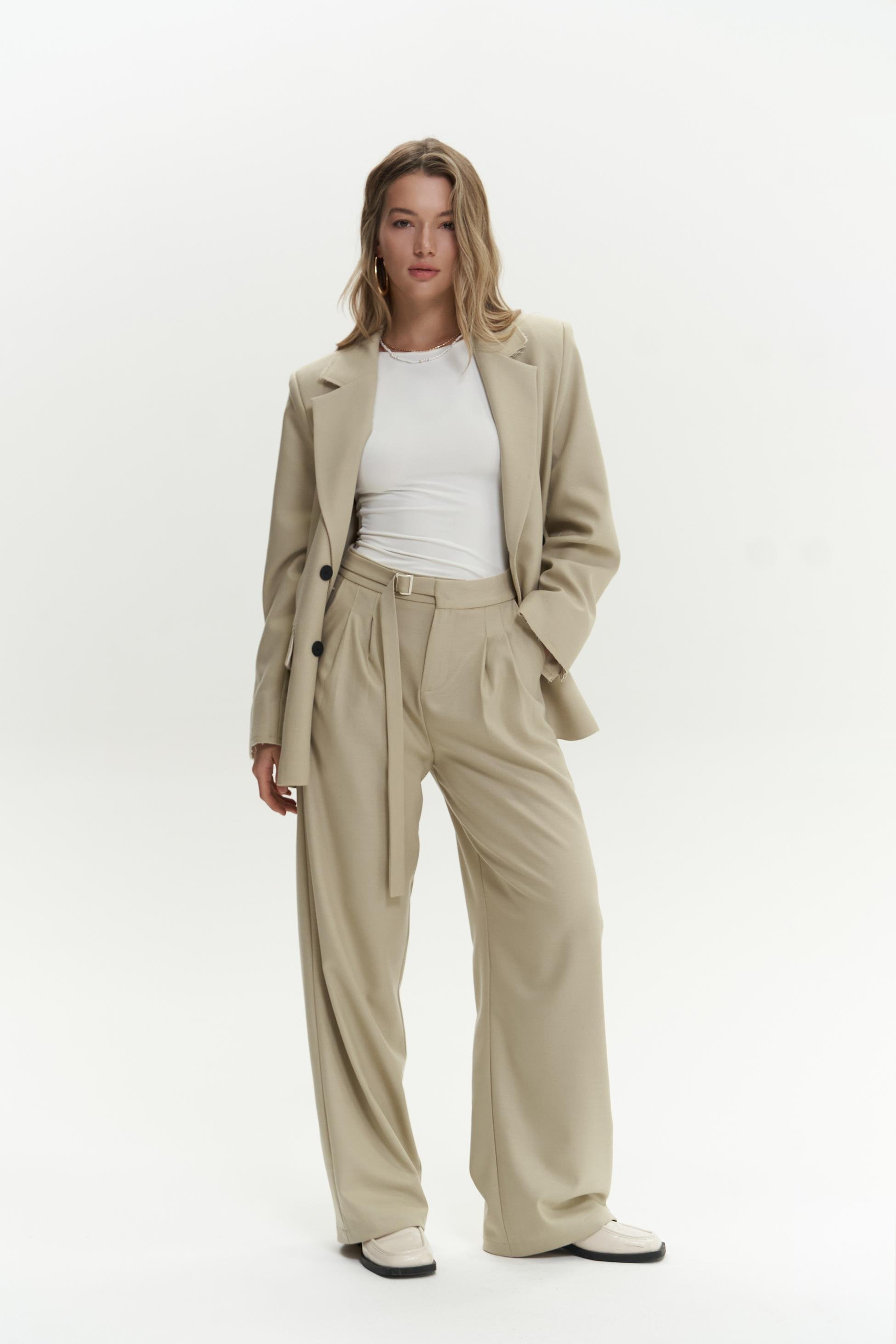 Letizia Belt Detail Olive Green Pants
