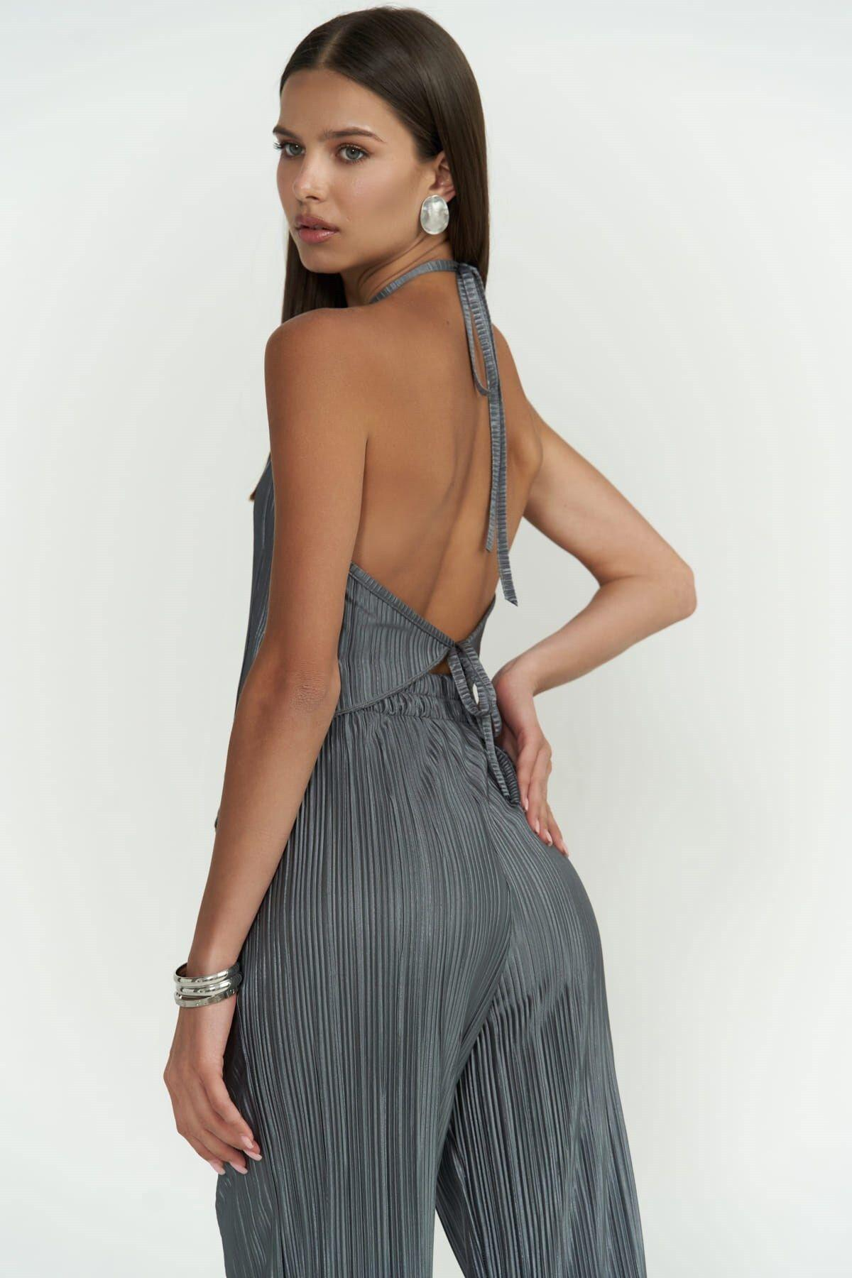 Lucia Anthracite Blouse & Trousers Set