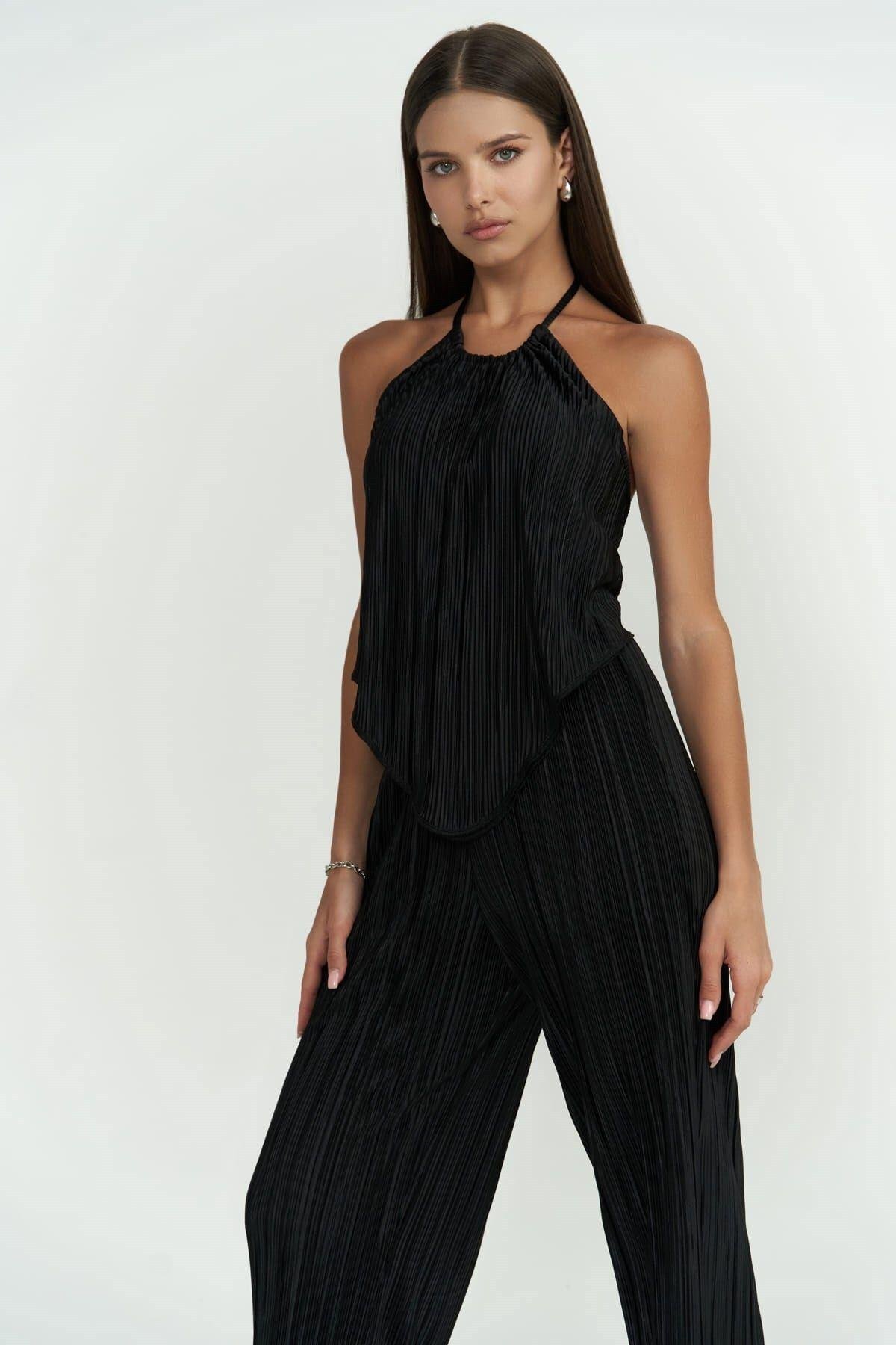 Lucia Black Blouse & Trousers Set