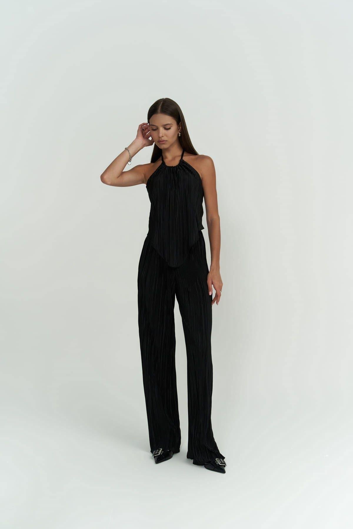 Lucia Black Blouse & Trousers Set