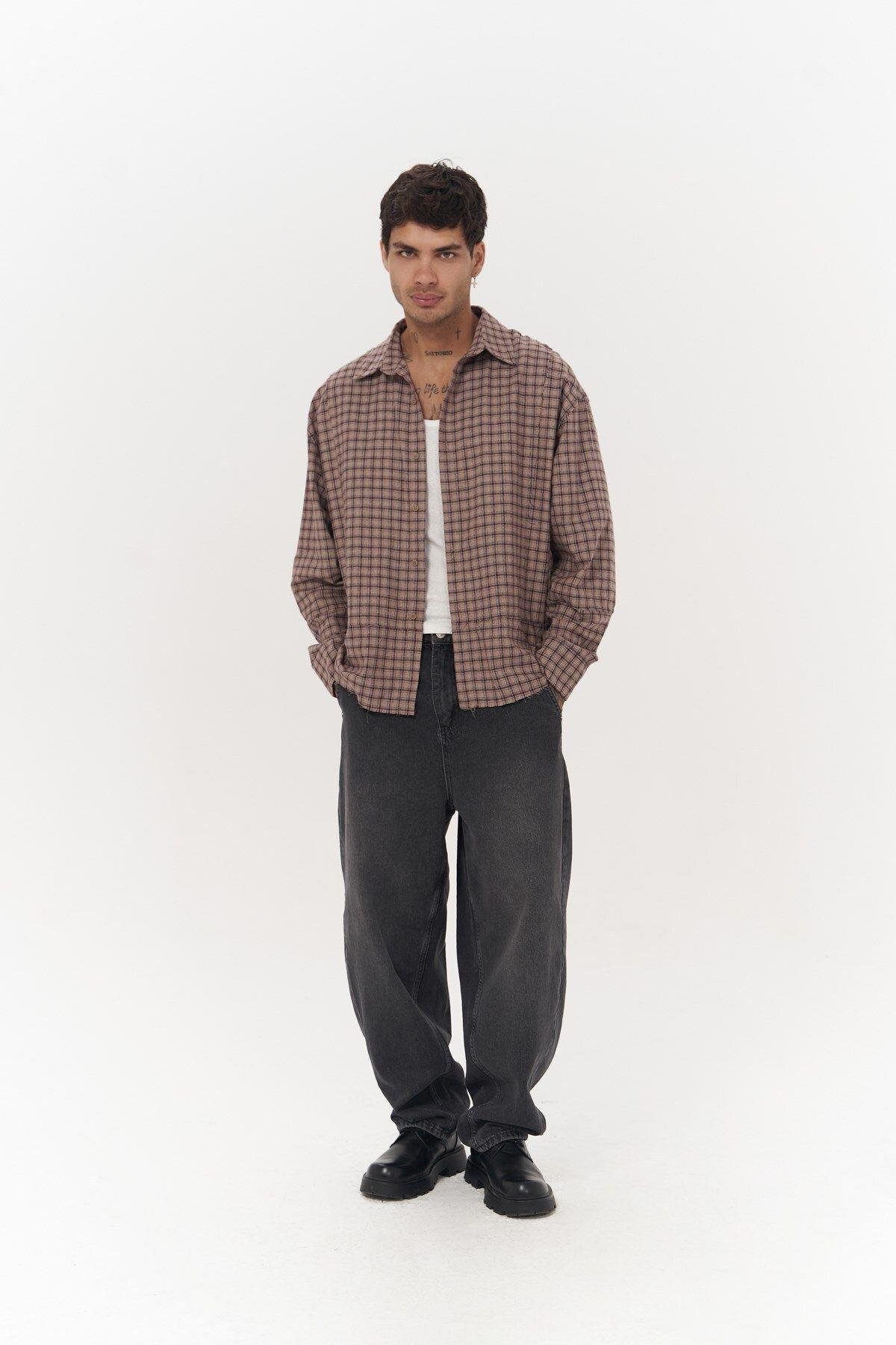 Roan Unisex Oversize Brown Shirt