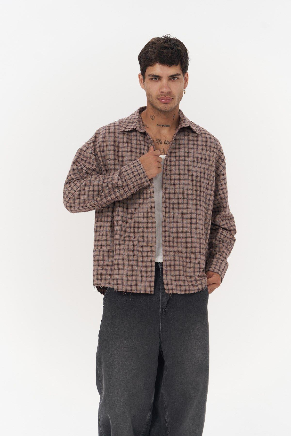 Roan Unisex Oversize Brown Shirt