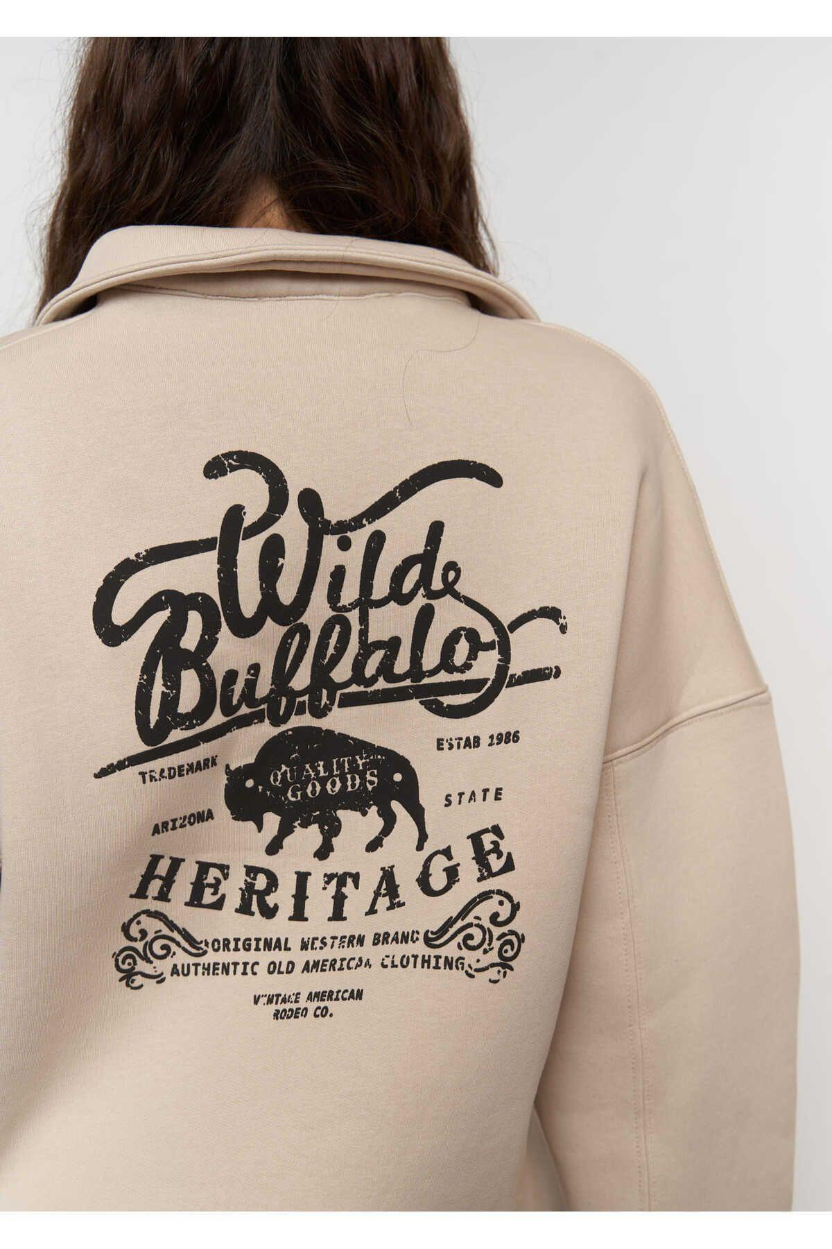 MCLLCTN Wild Buffalo Beige Unisex Oversize Sweatshirt