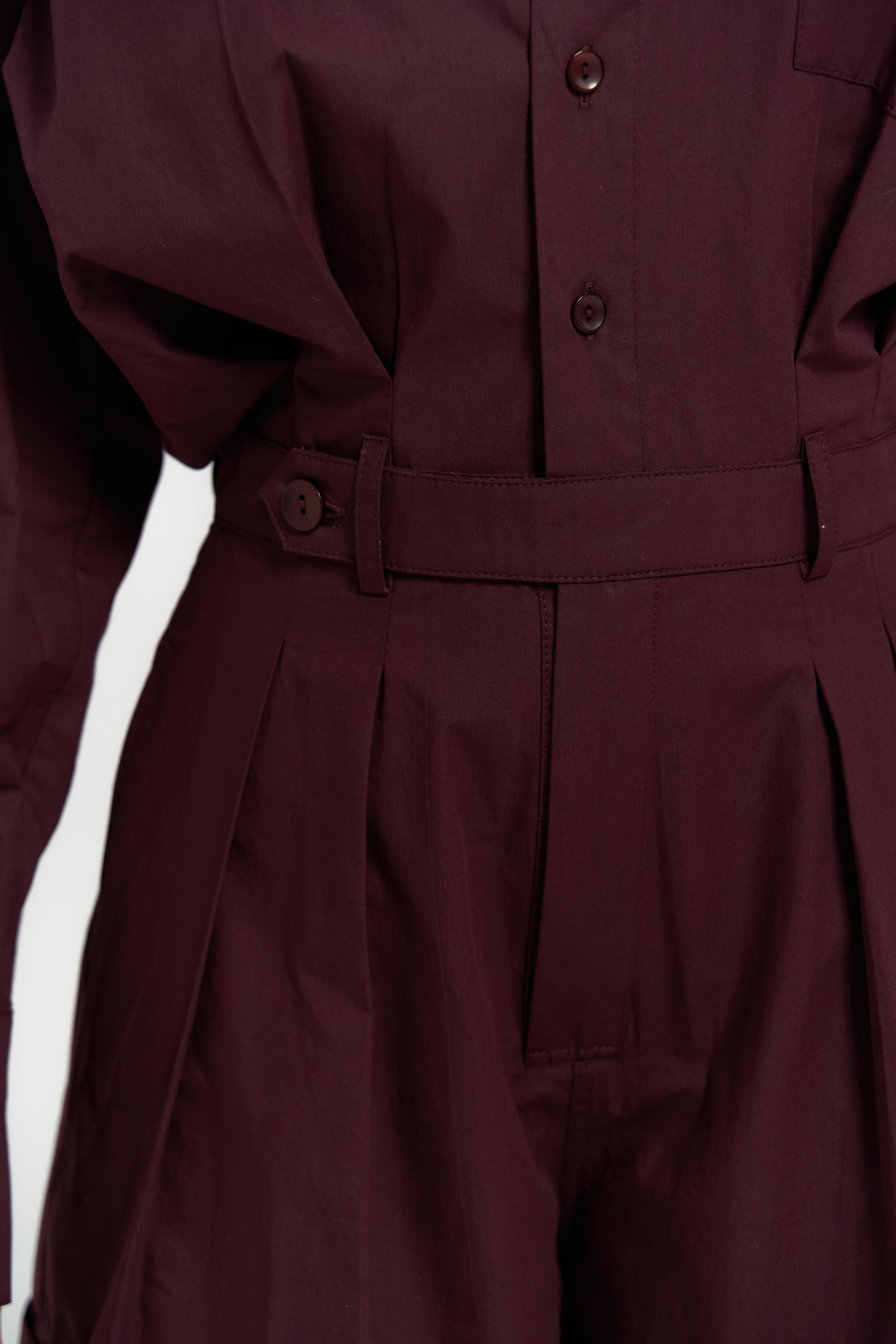 Moaen Kemer Detay Kısa Bordo Tulum