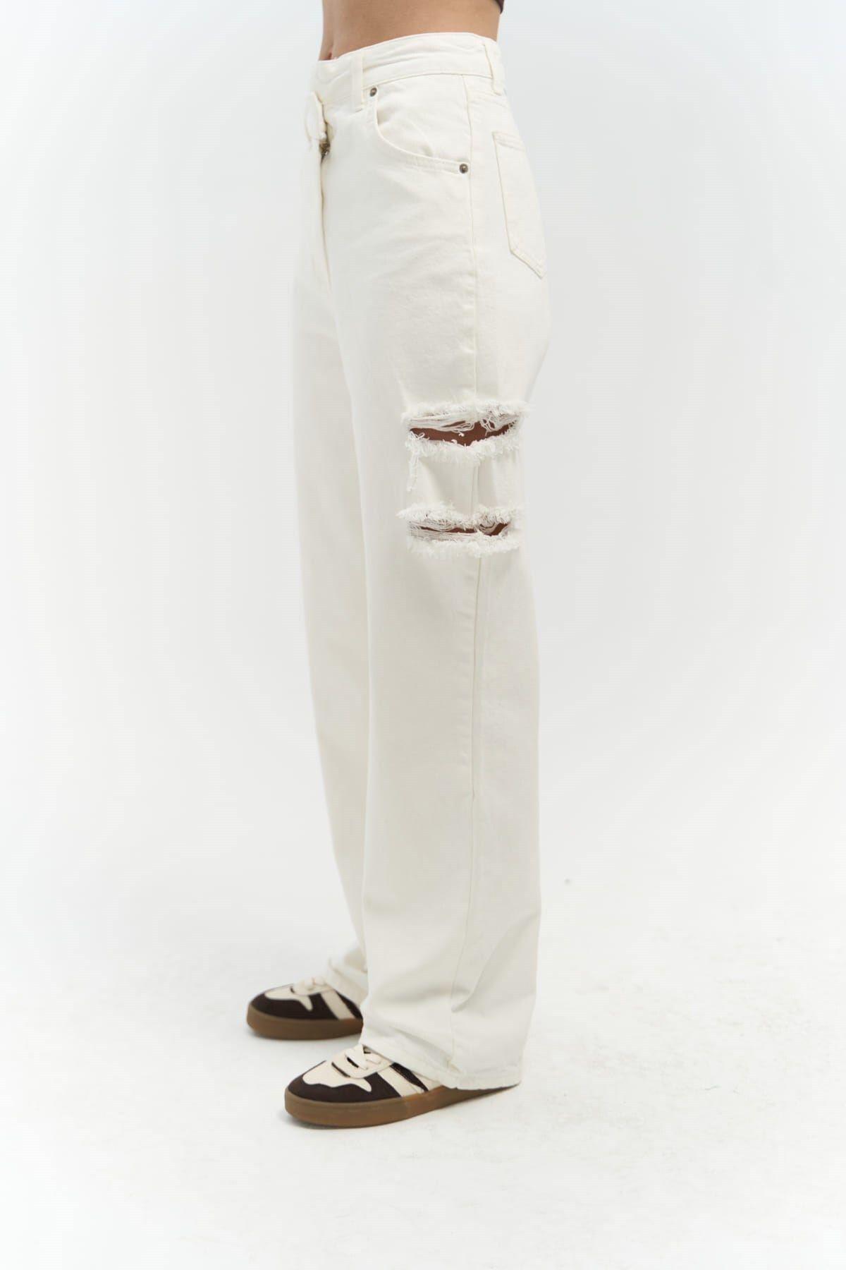 North Ecru Ripped Jeans