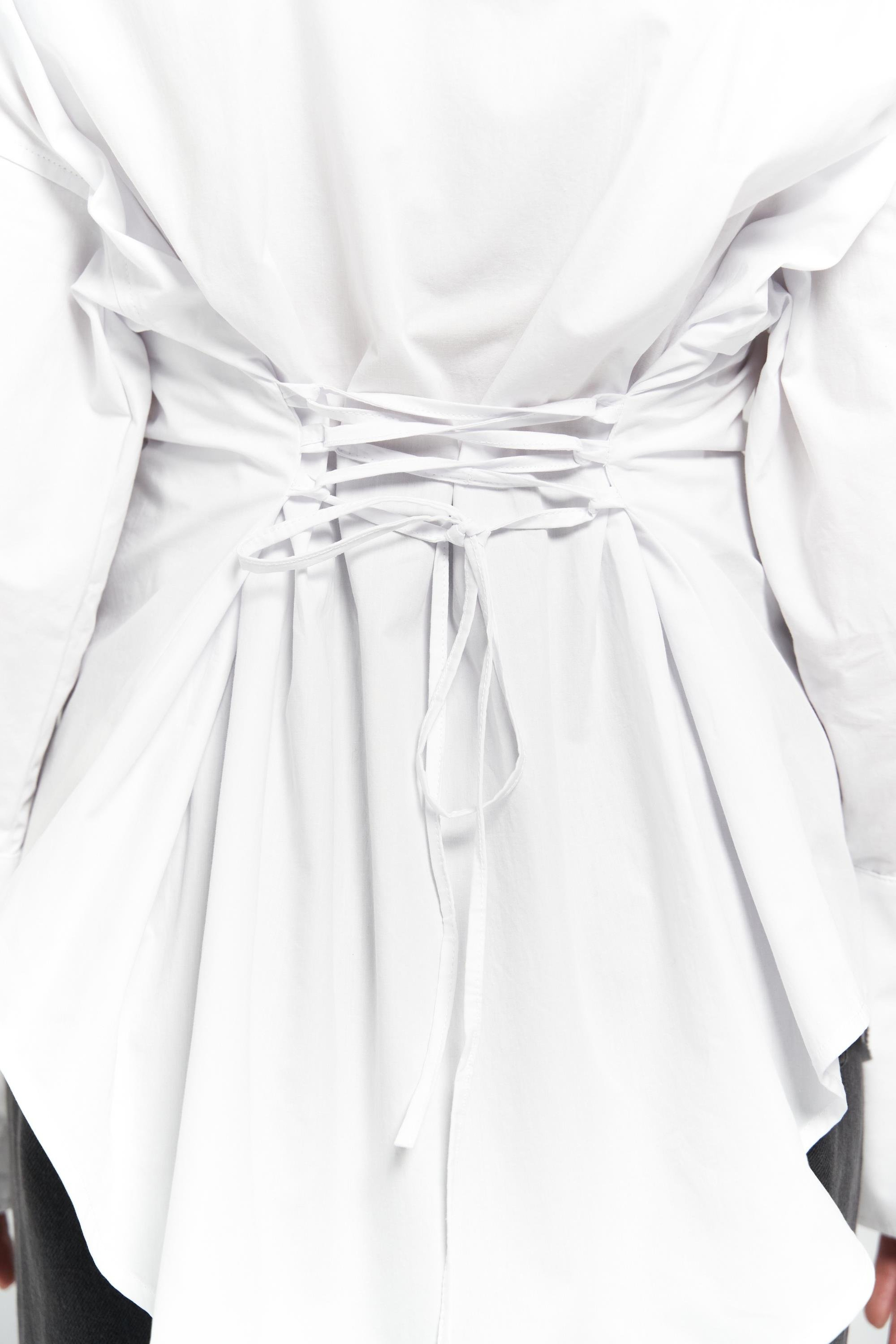 Novers İp Detay Beyaz Gömlek