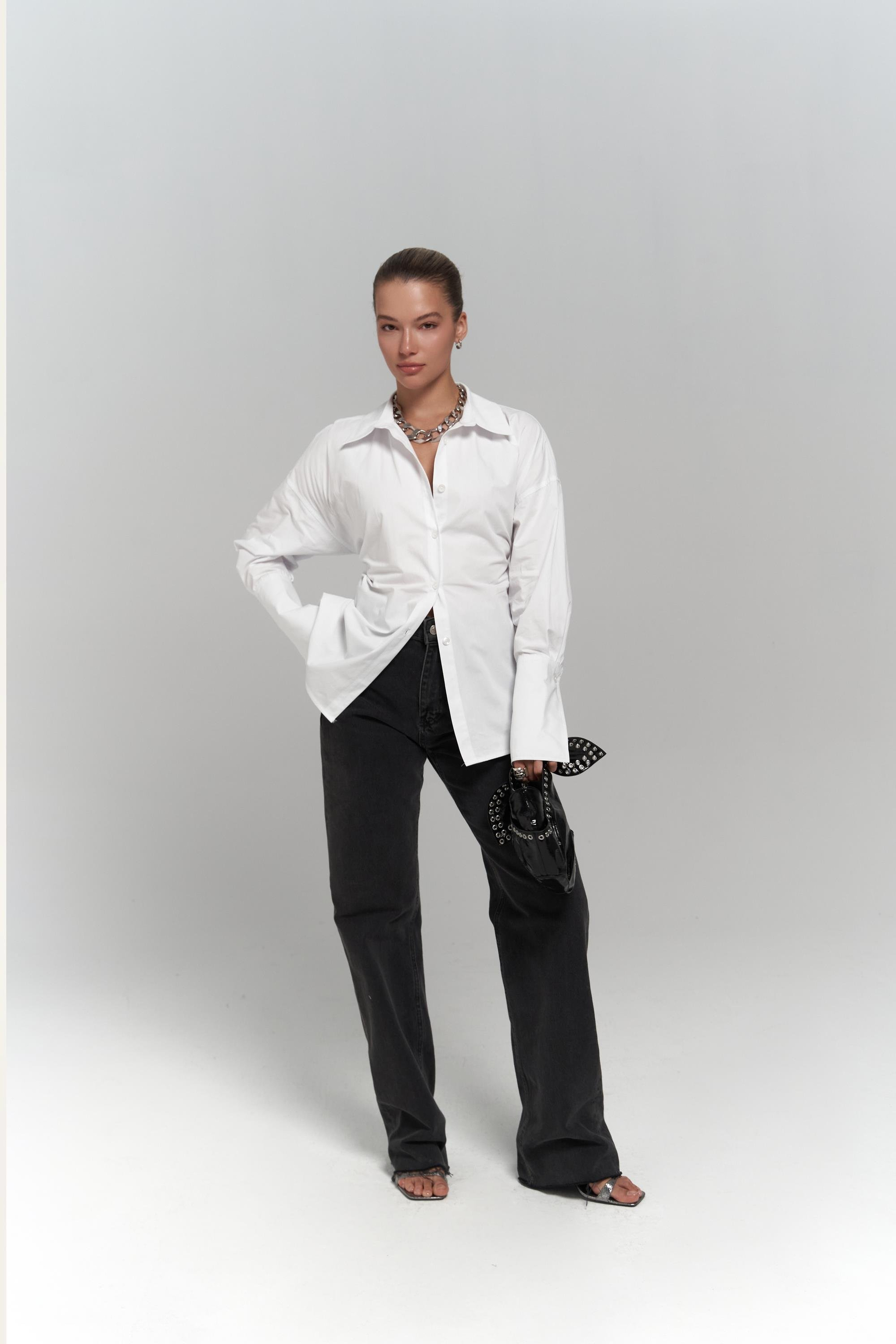 Novers İp Detay Beyaz Gömlek